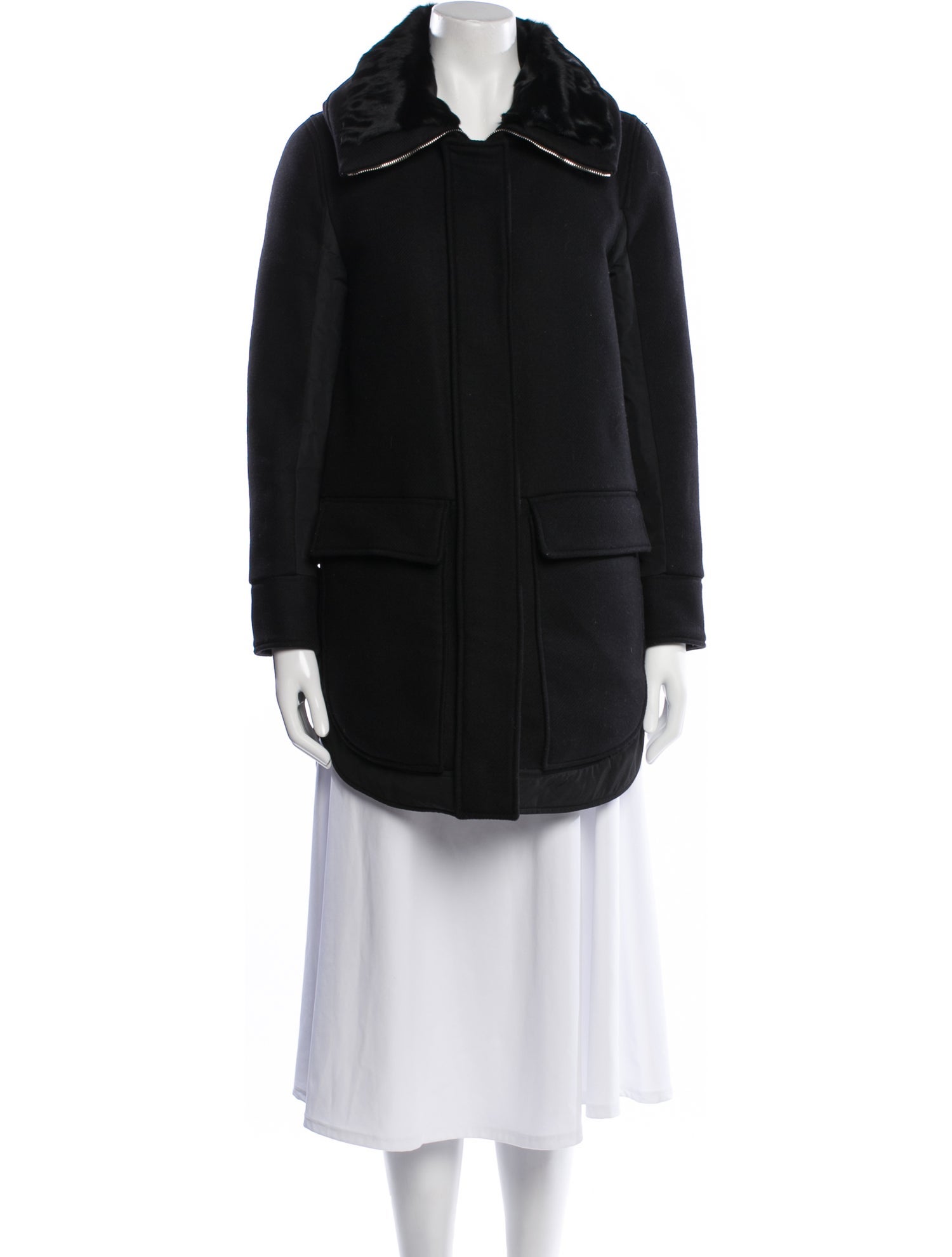 Moncler Virgin Wool Fur Coat