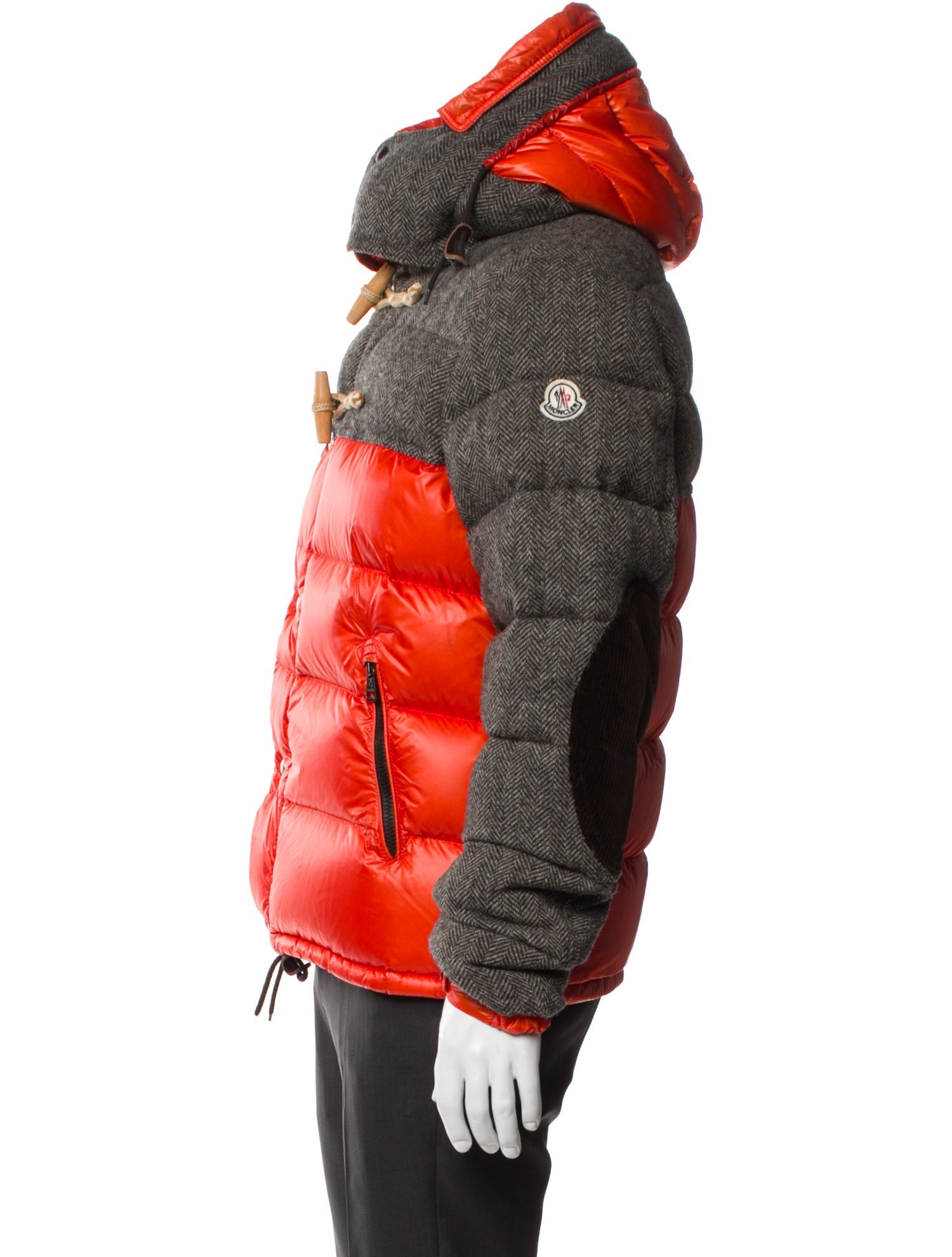Moncler Virgin Wool Colorblock Pattern Puffer Coat