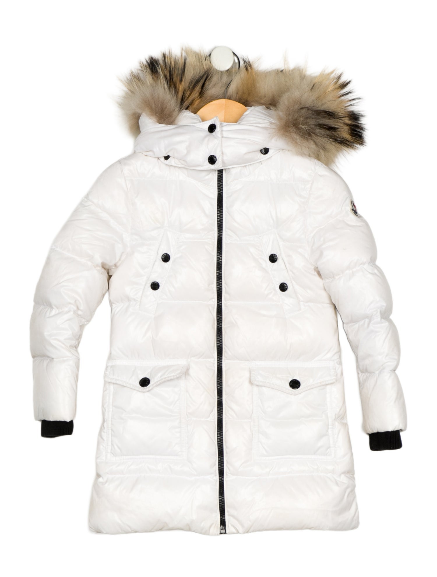 Moncler White Puffer Jacket with Zip Closure