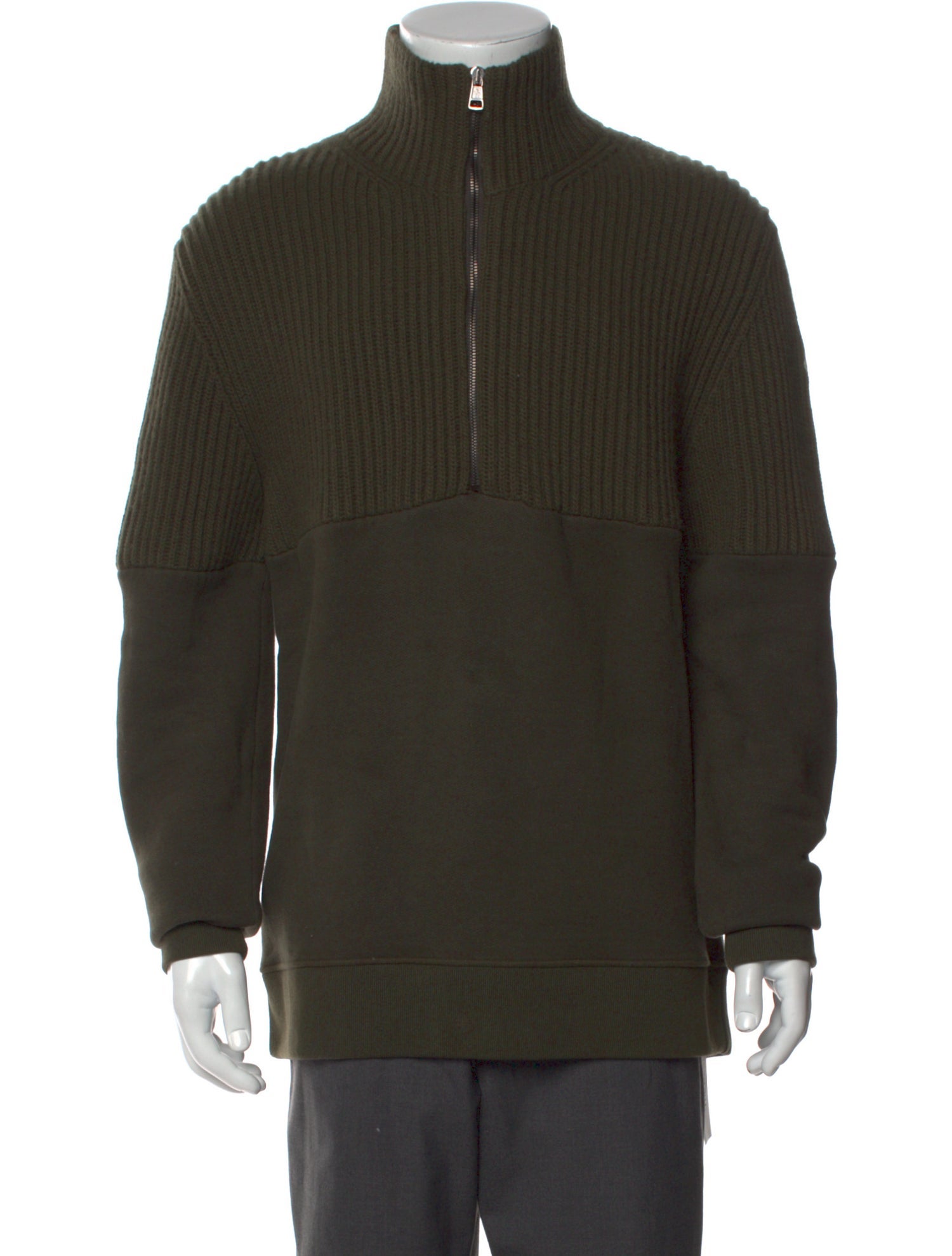 Moncler Virgin Wool Mock Neck Polo Sweater