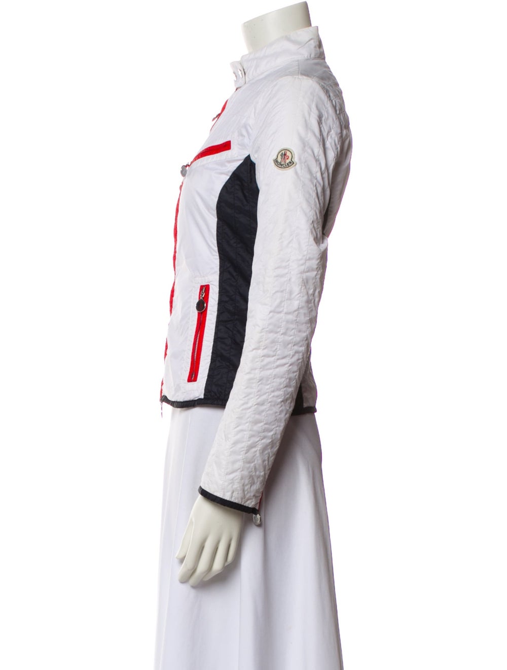 Moncler Jacket White Colorblock Pattern Stand Col… - image 2