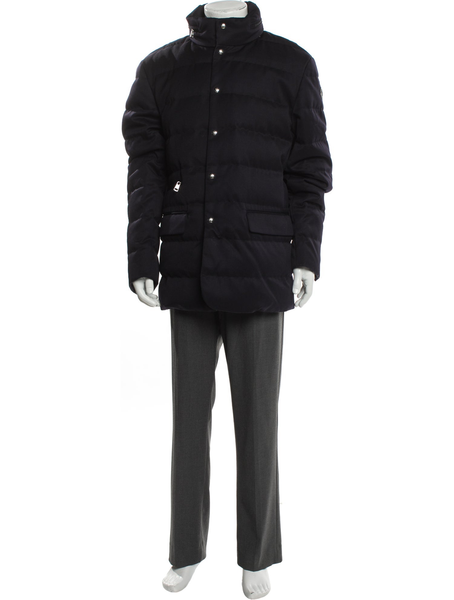 Moncler Quilted Pattern Virgin Wool Puffer Coat