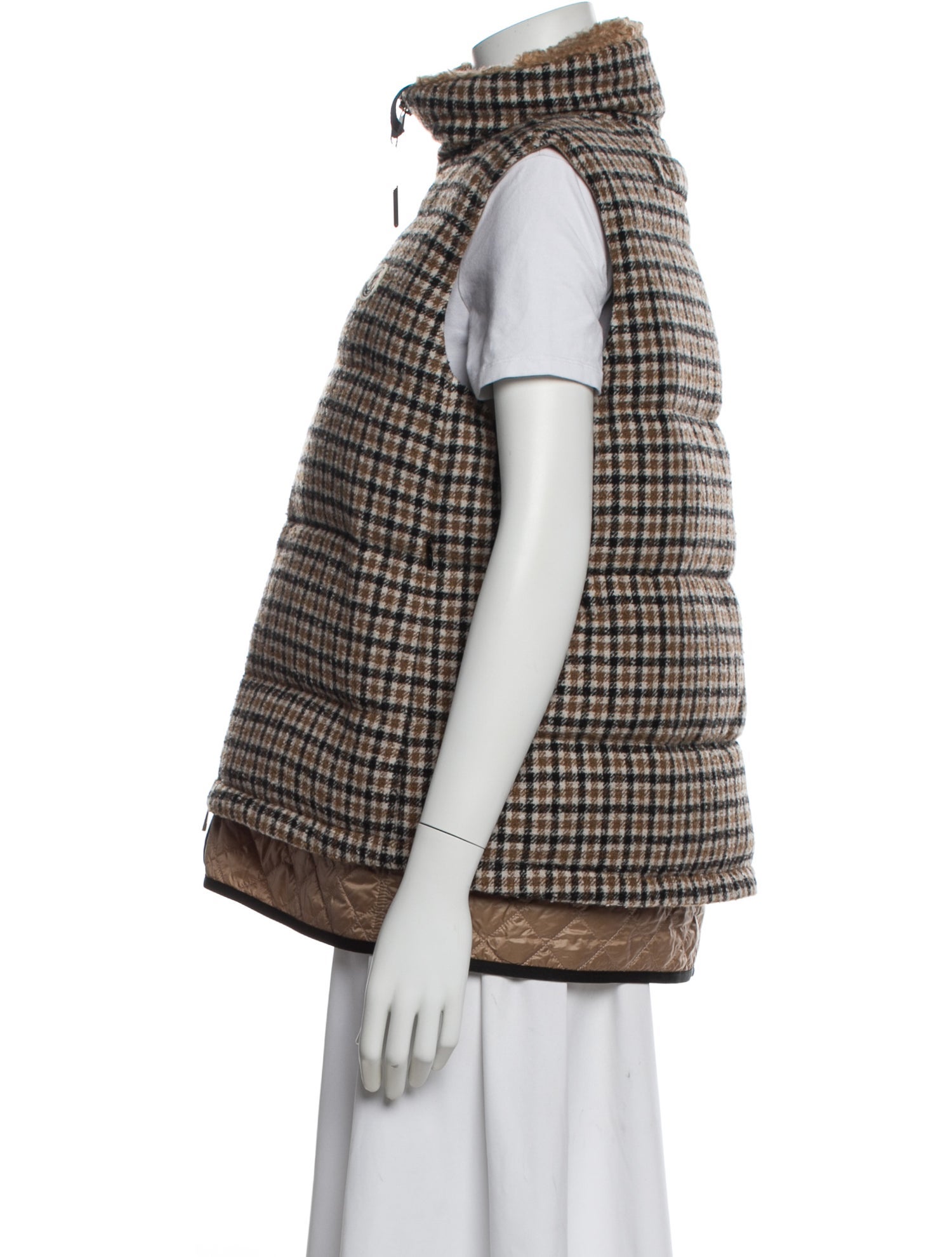 Moncler Wool Plaid Print Down Jacket w/ Tags