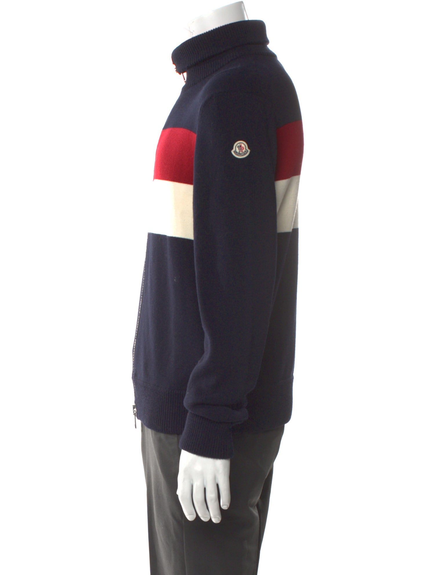 Moncler Colorblock Pattern Mock Neck Cardigan