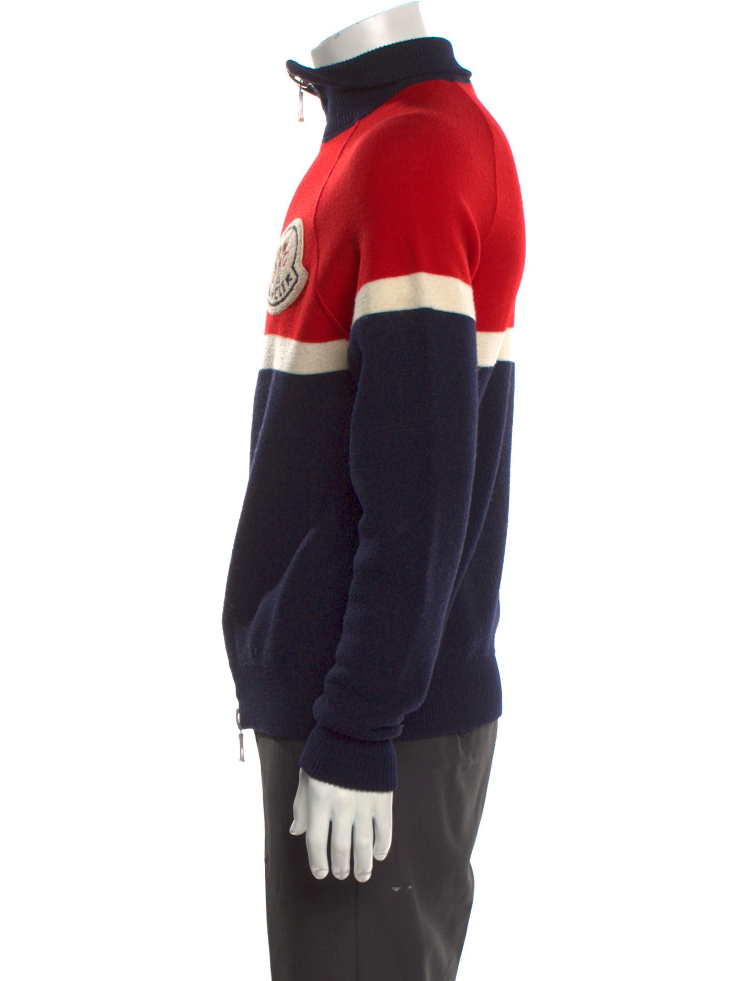 Moncler Colorblock Pattern Mock Neck Cardigan
