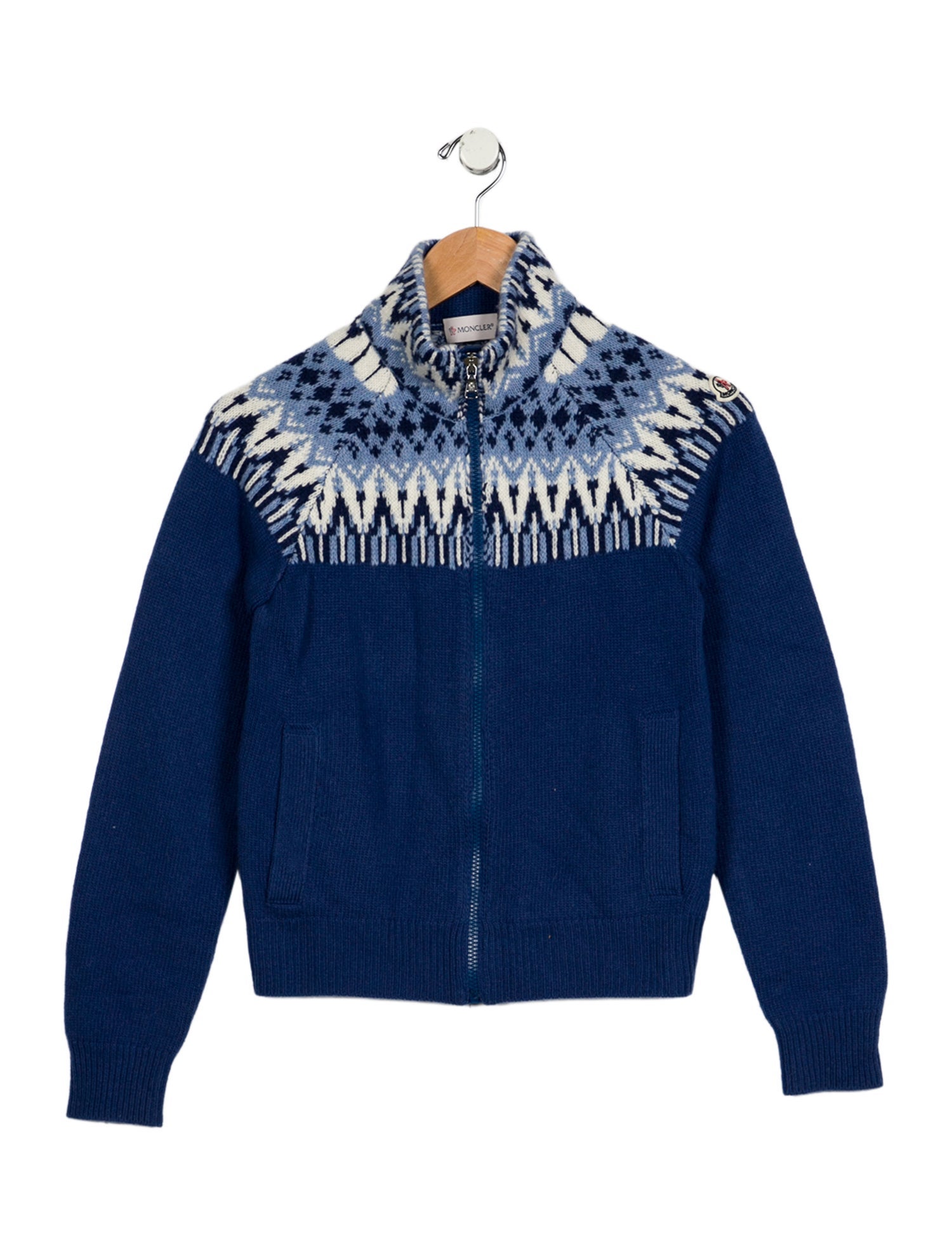 Moncler Wool blue patterned sweater
