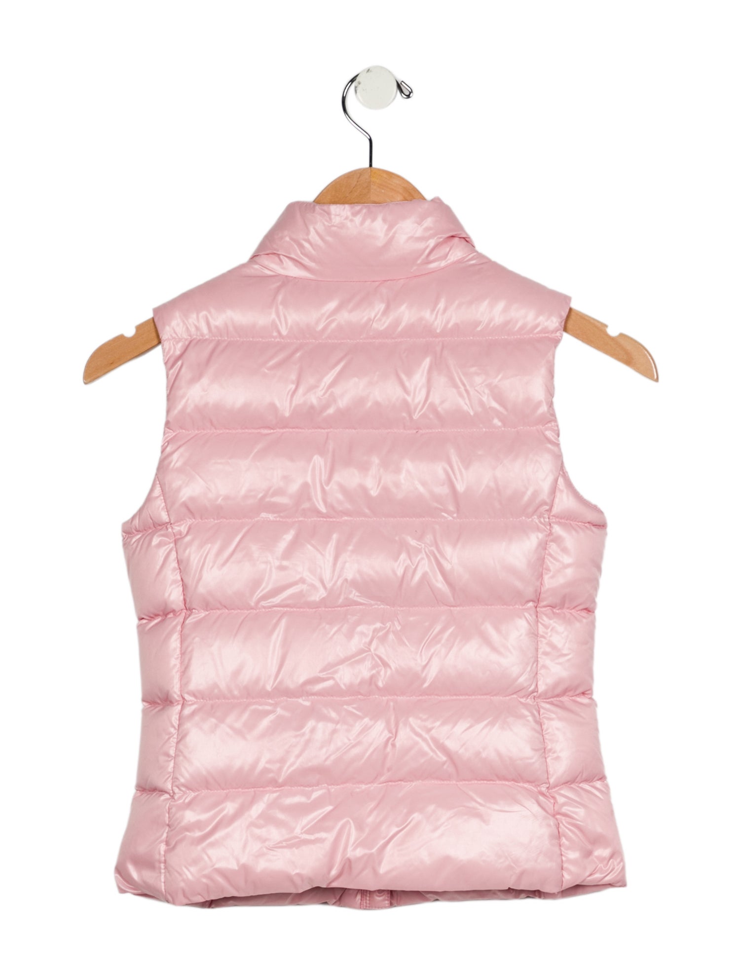 Moncler pink puffer vest with zip closure