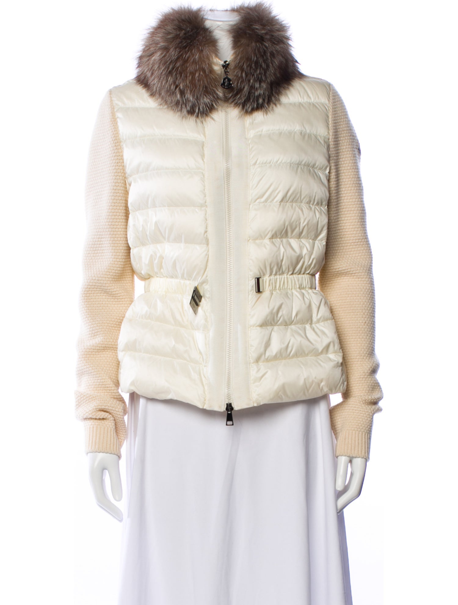 Moncler Maglione Tricot Nylon Faux Fur Jacket