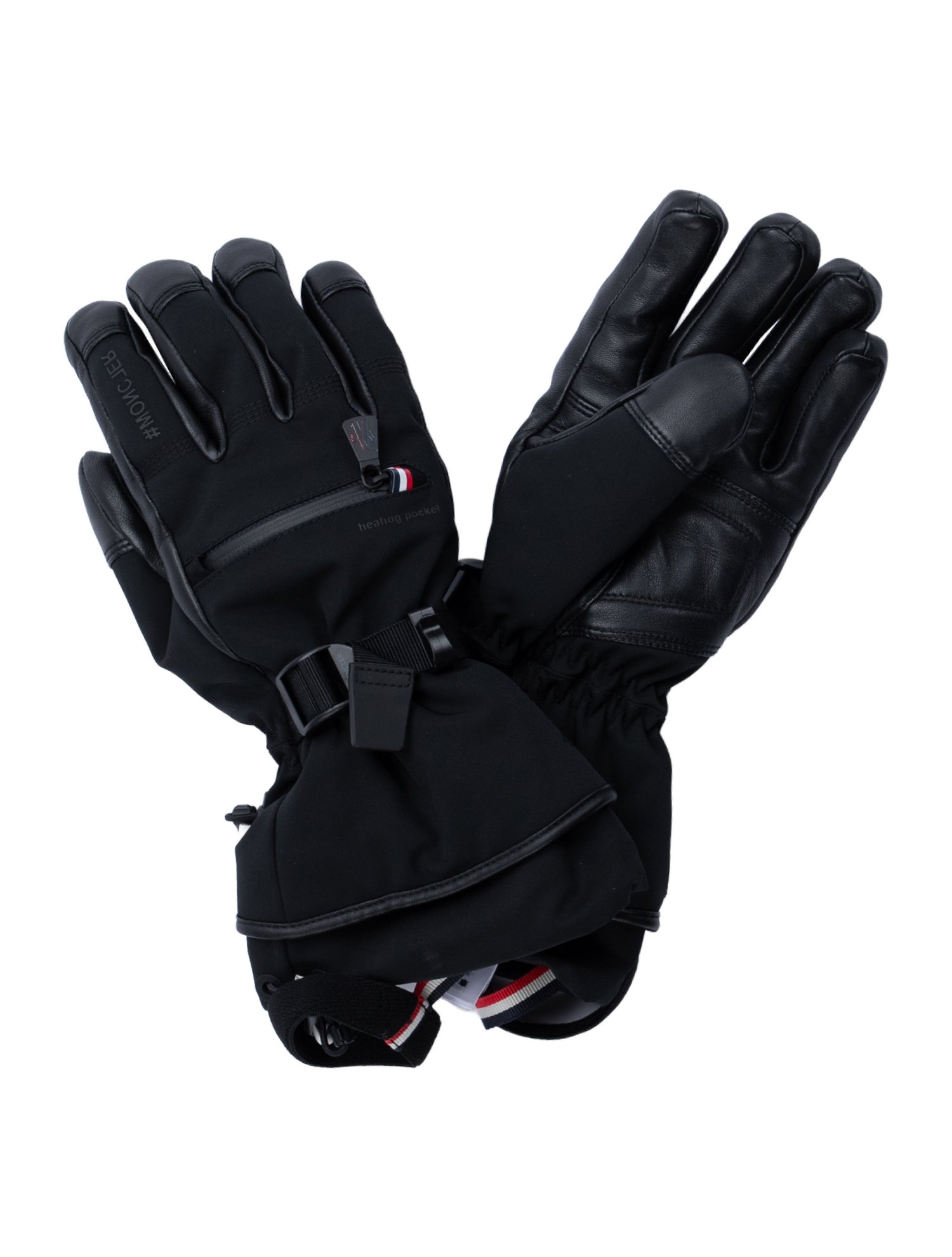 Moncler Grenoble Leather and Nylon Ski Gloves