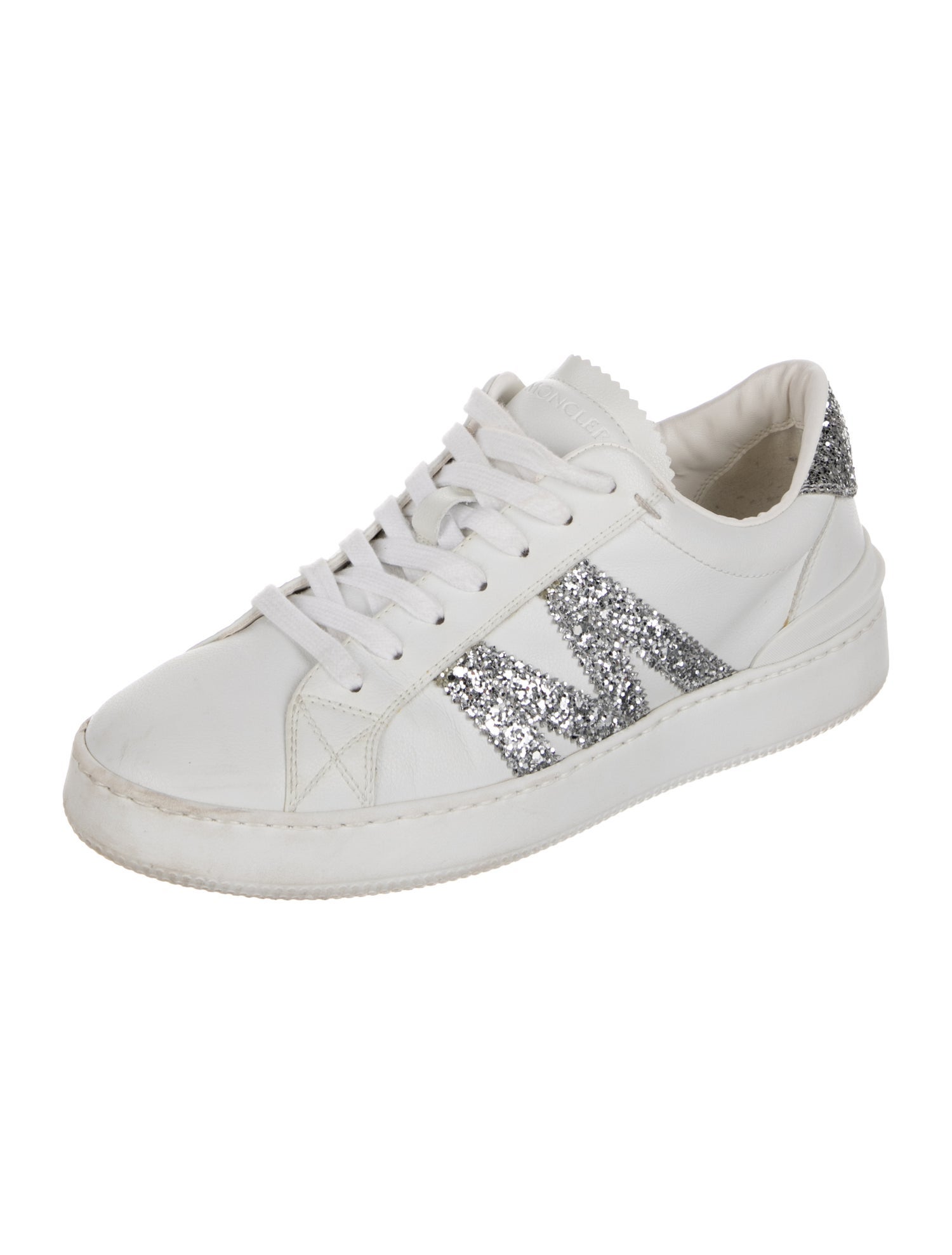 Moncler Leather Glitter Accents Sneakers
