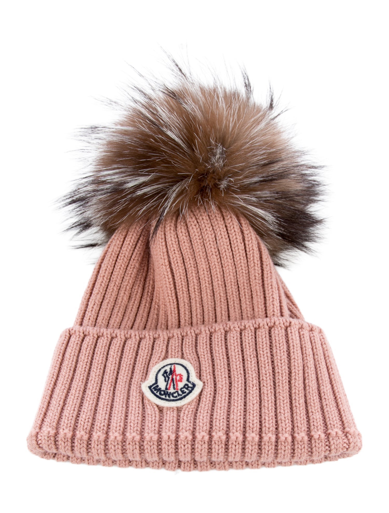 Moncler Infant Girls' Fox Fur Pom Pom Wool Knit Beanie