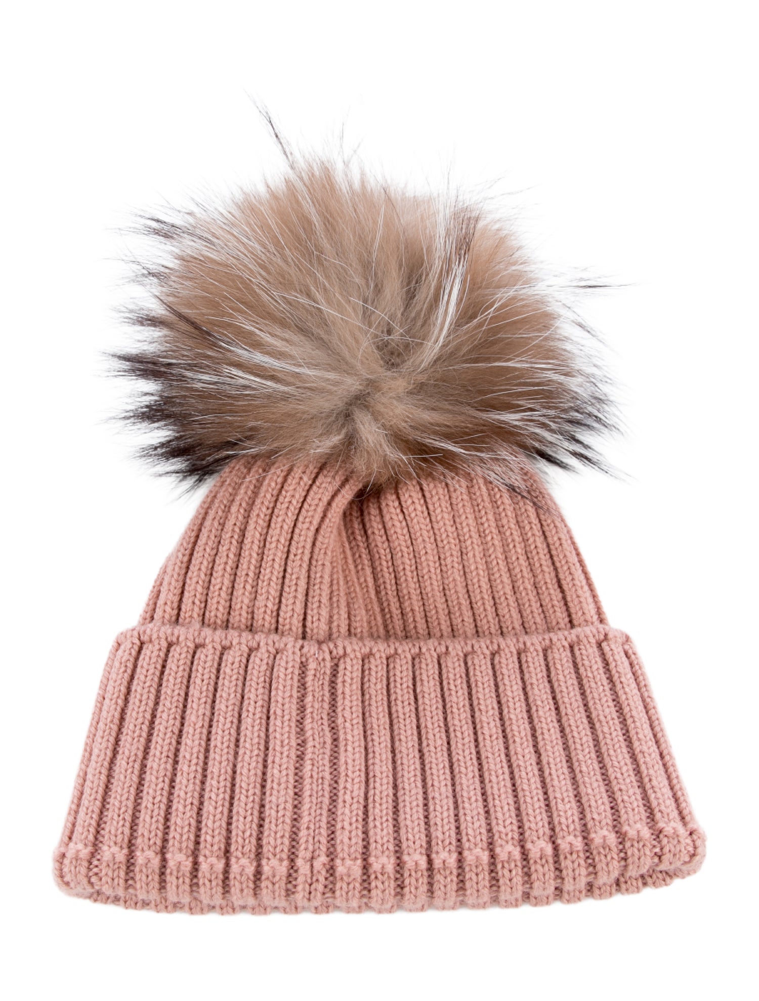 Moncler Infant Girls' Fox Fur Pom Pom Wool Knit Beanie