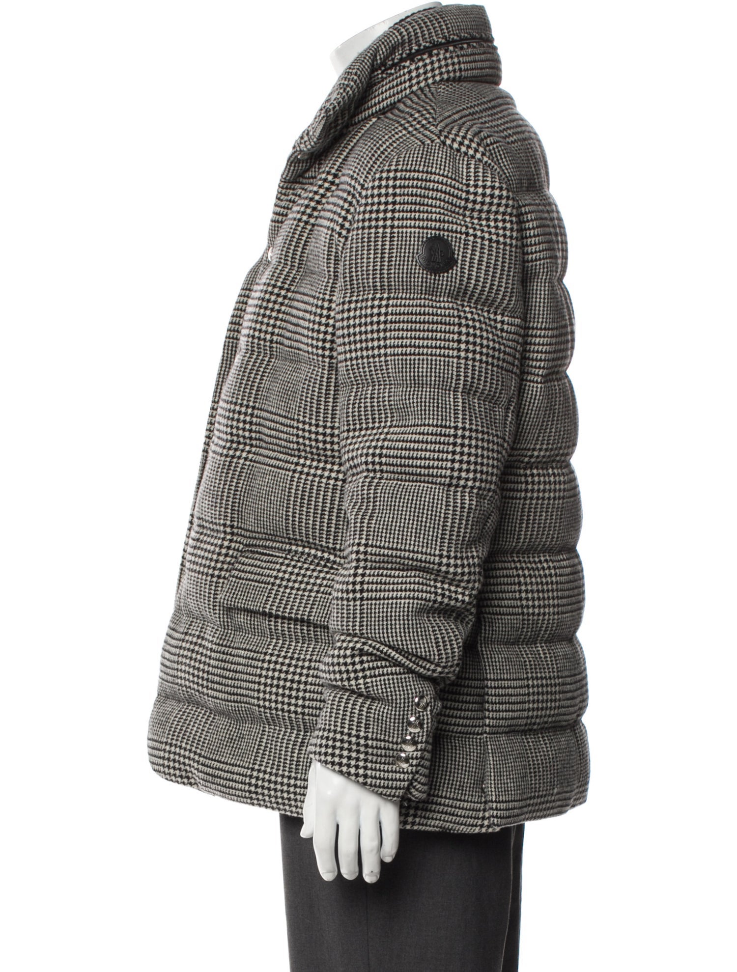 Moncler Virgin Wool Houndstooth Print Puffer Coat