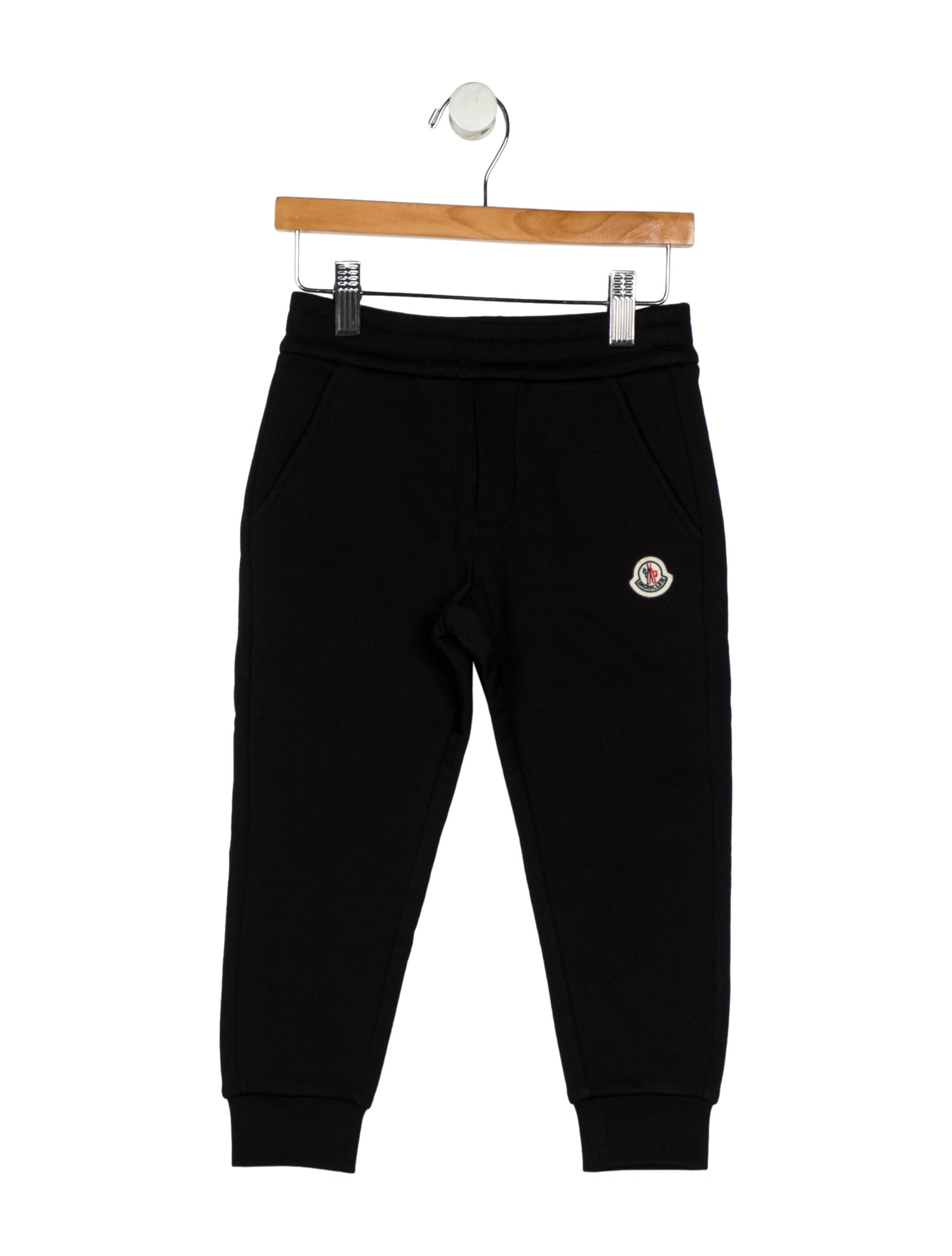 Moncler Cotton black sweatpants with patch embellishment