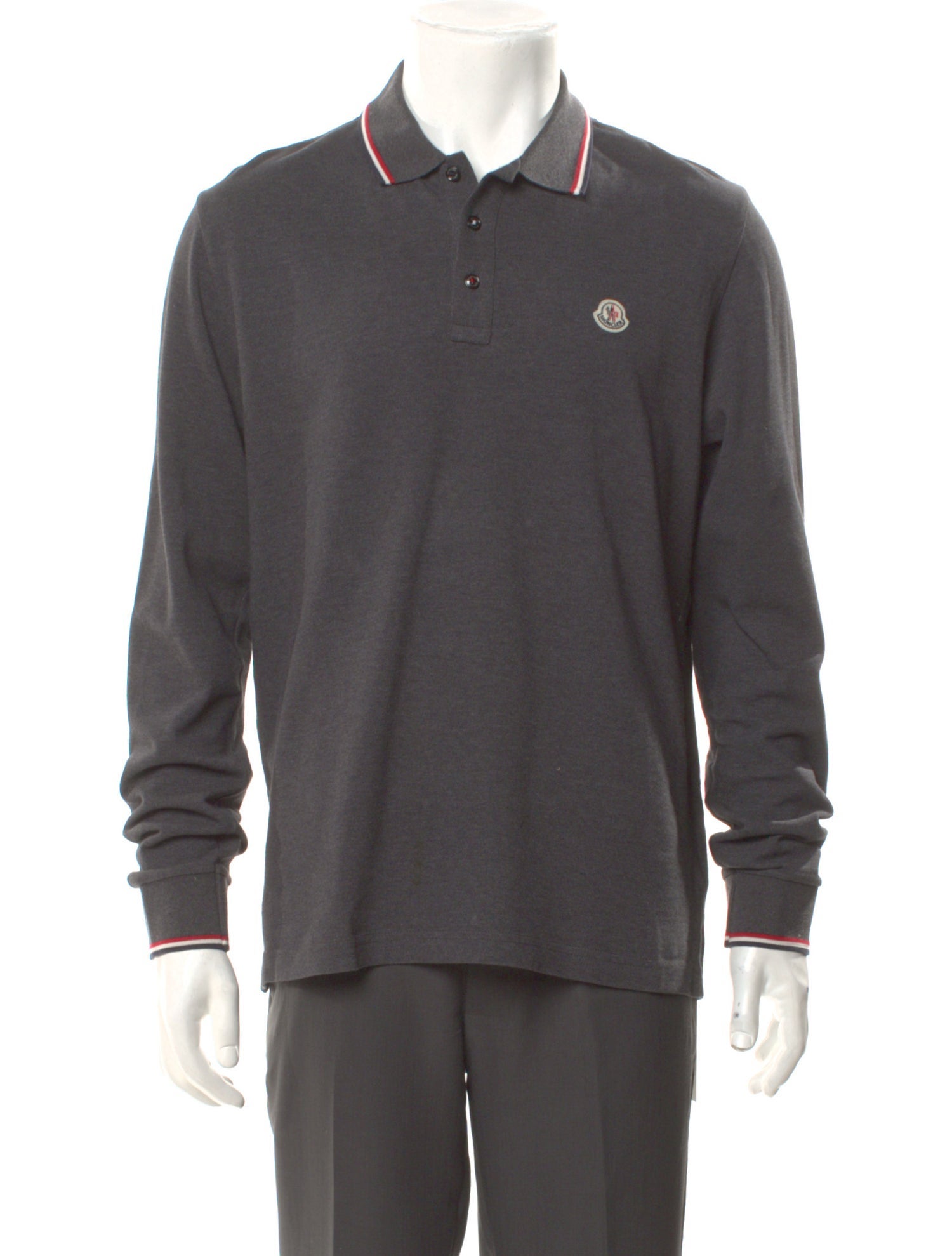 Moncler V-Neck Long Sleeve Polo Shirt