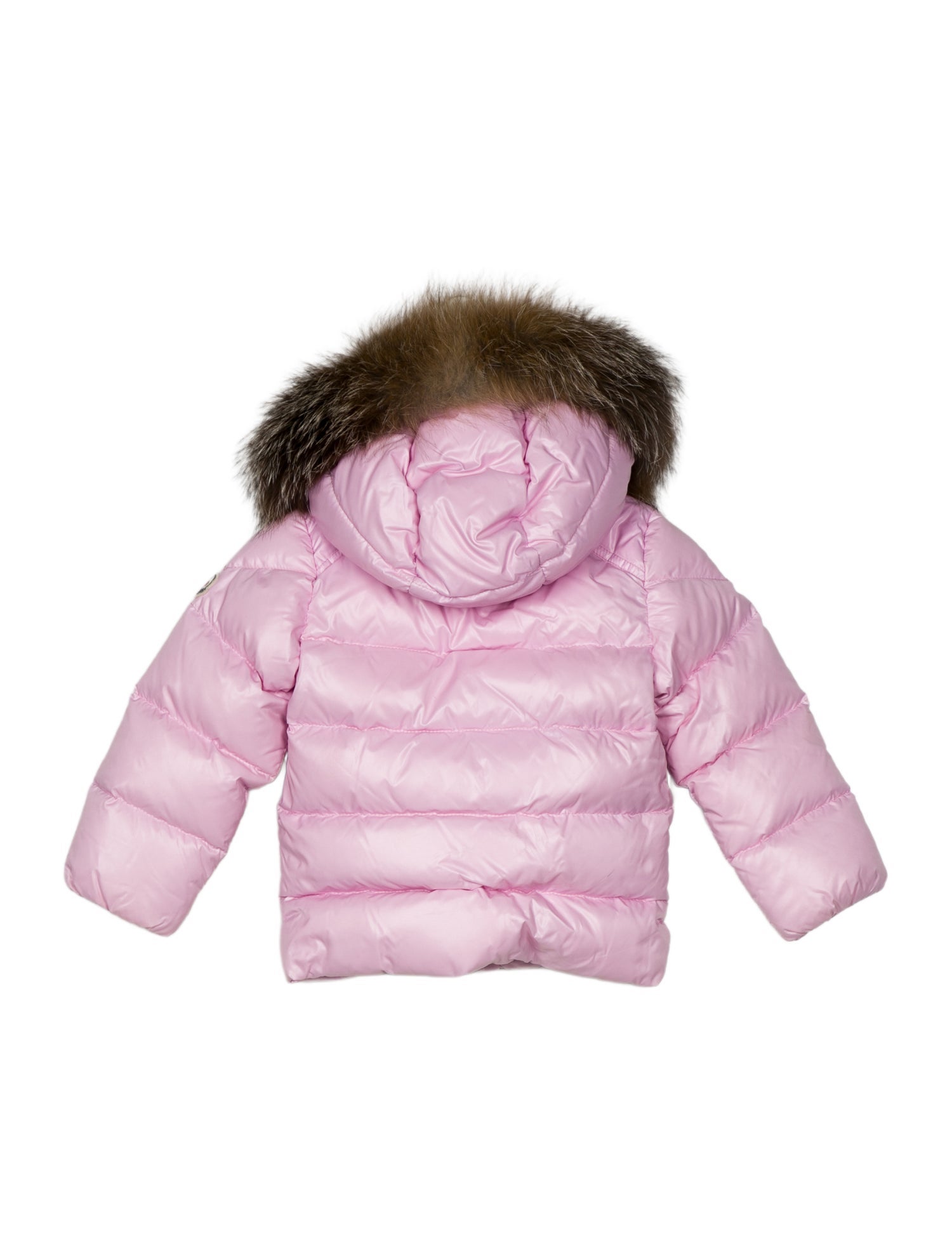 Moncler Girls' pink zip up coat.