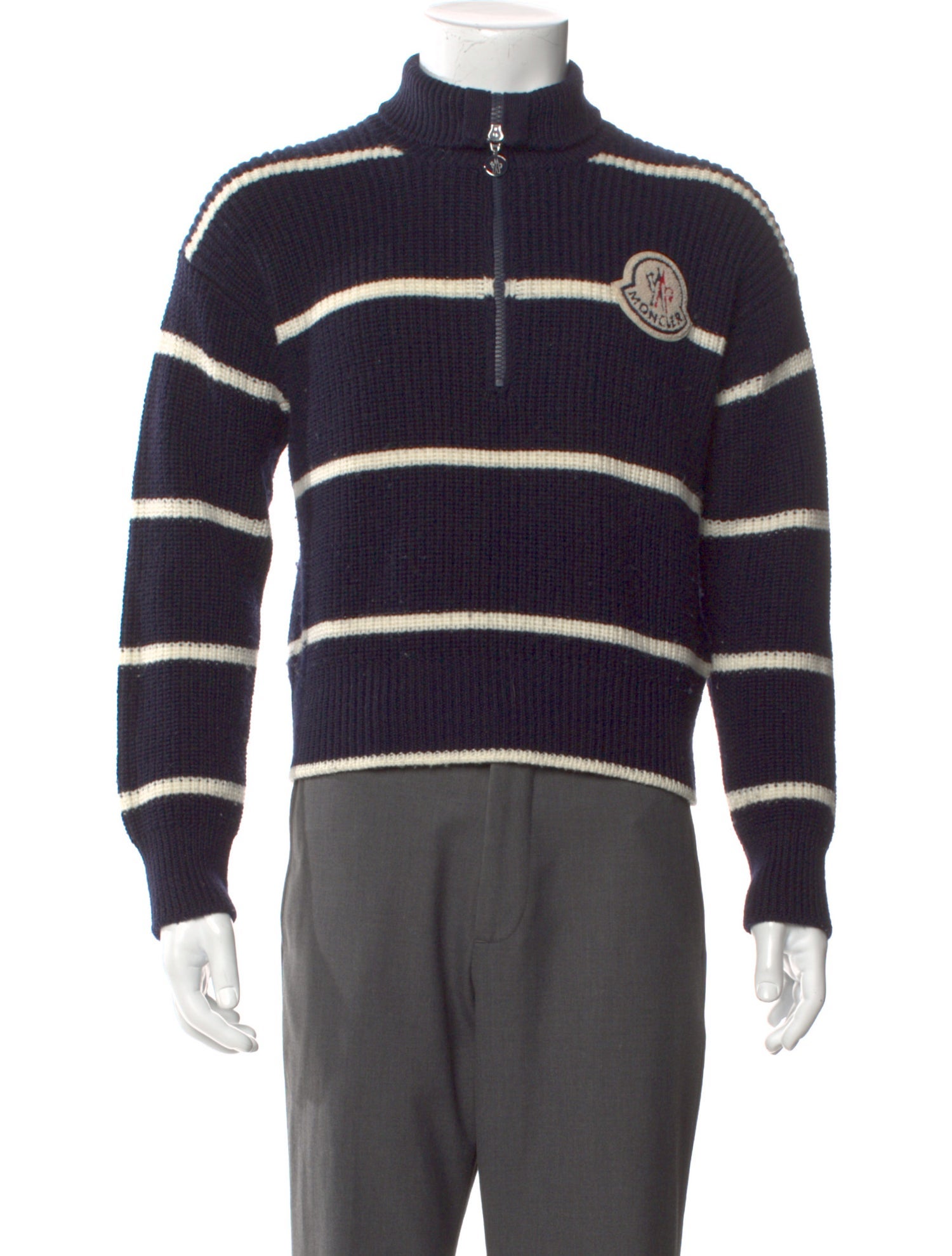Moncler Wool Striped Polo Sweater