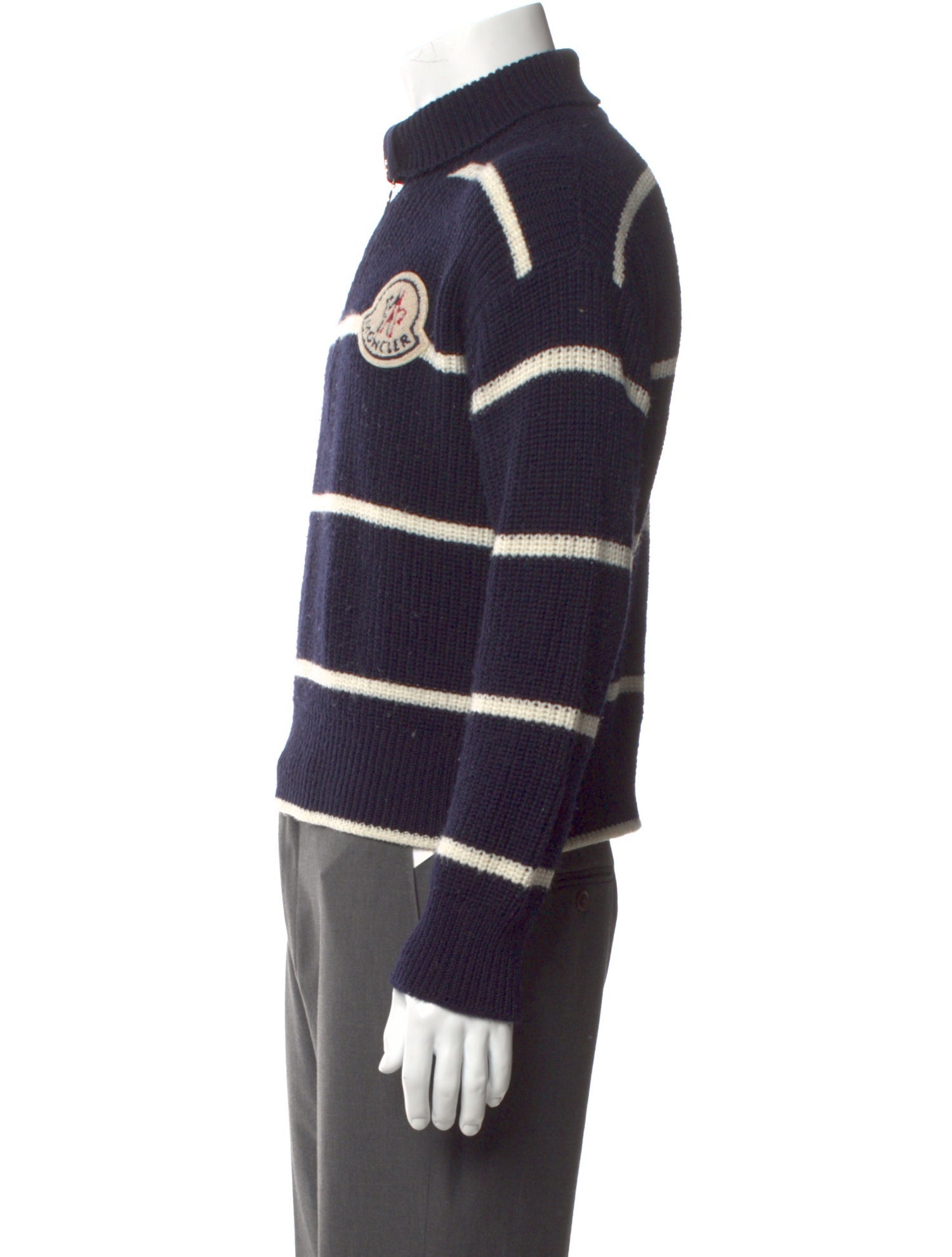 Moncler Wool Striped Polo Sweater