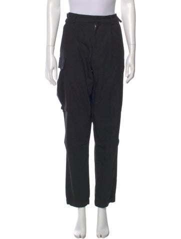 Pre-owned Moncler Virgin Wool Straight Leg Pants In Black