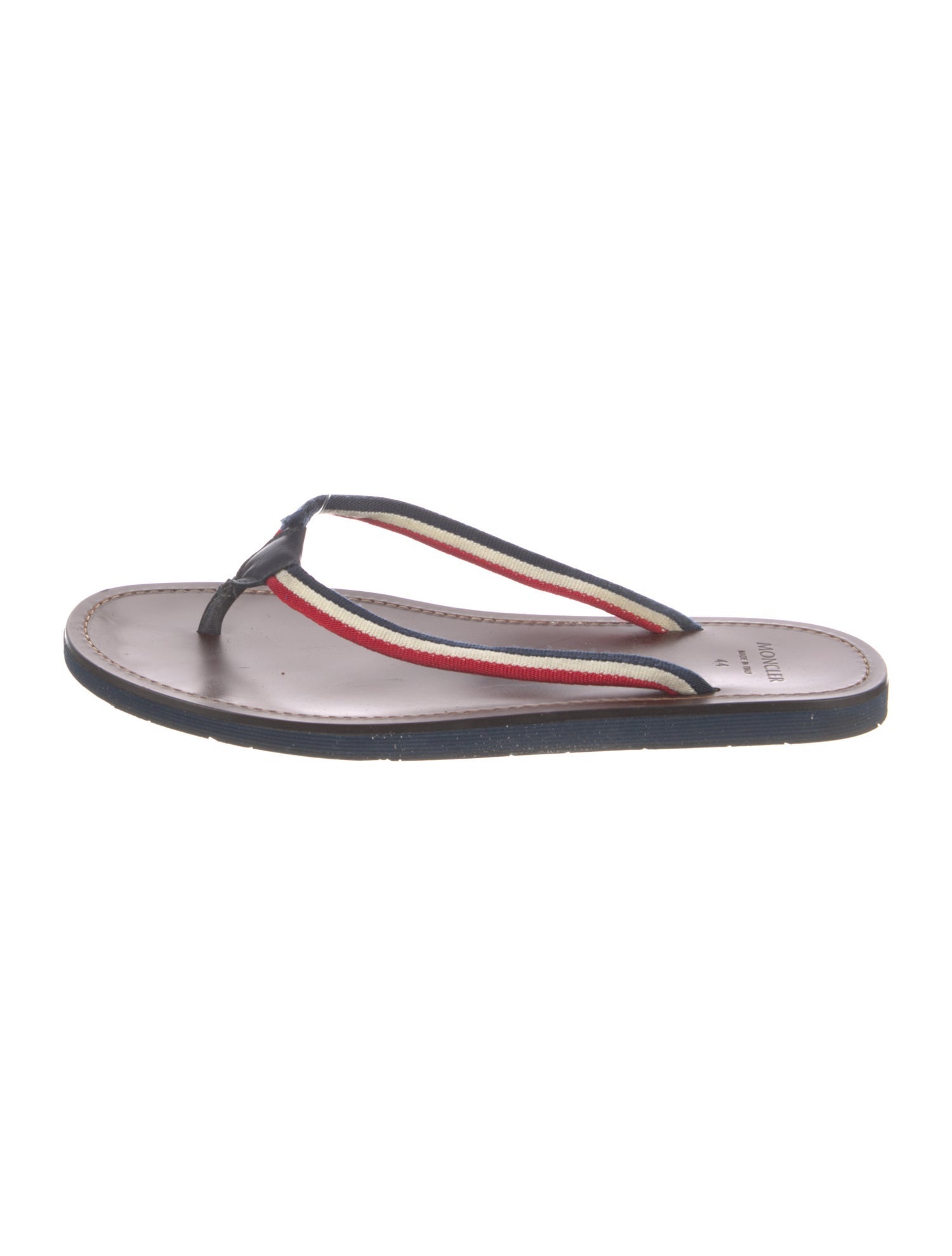 Moncler Leather Striped Flip Flops