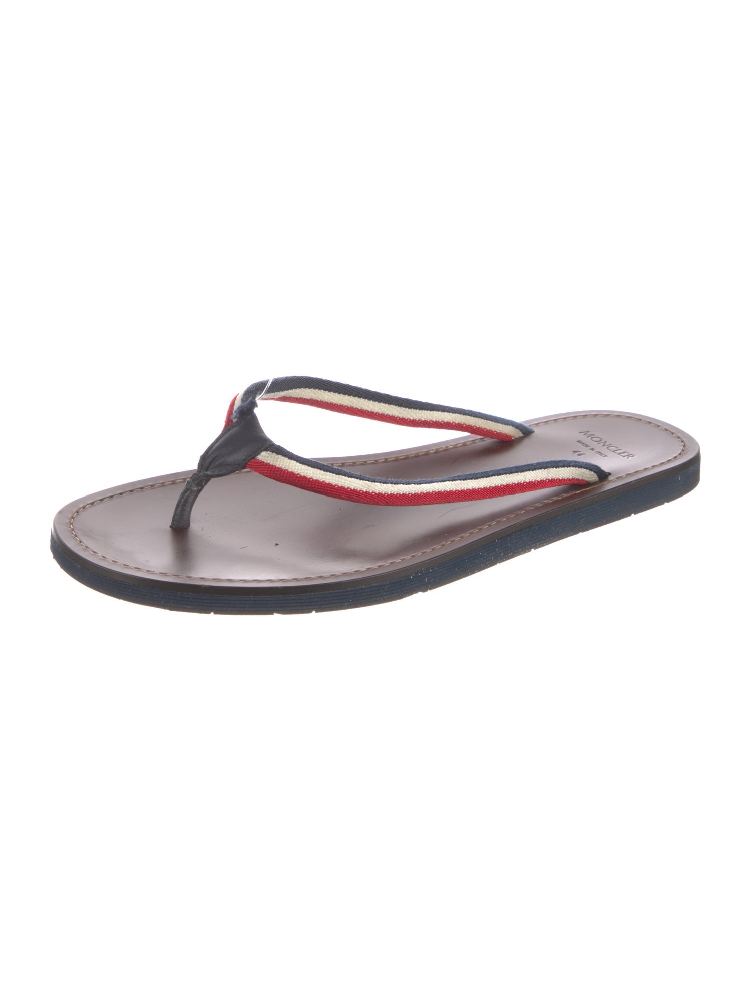 Moncler Leather Striped Flip Flops