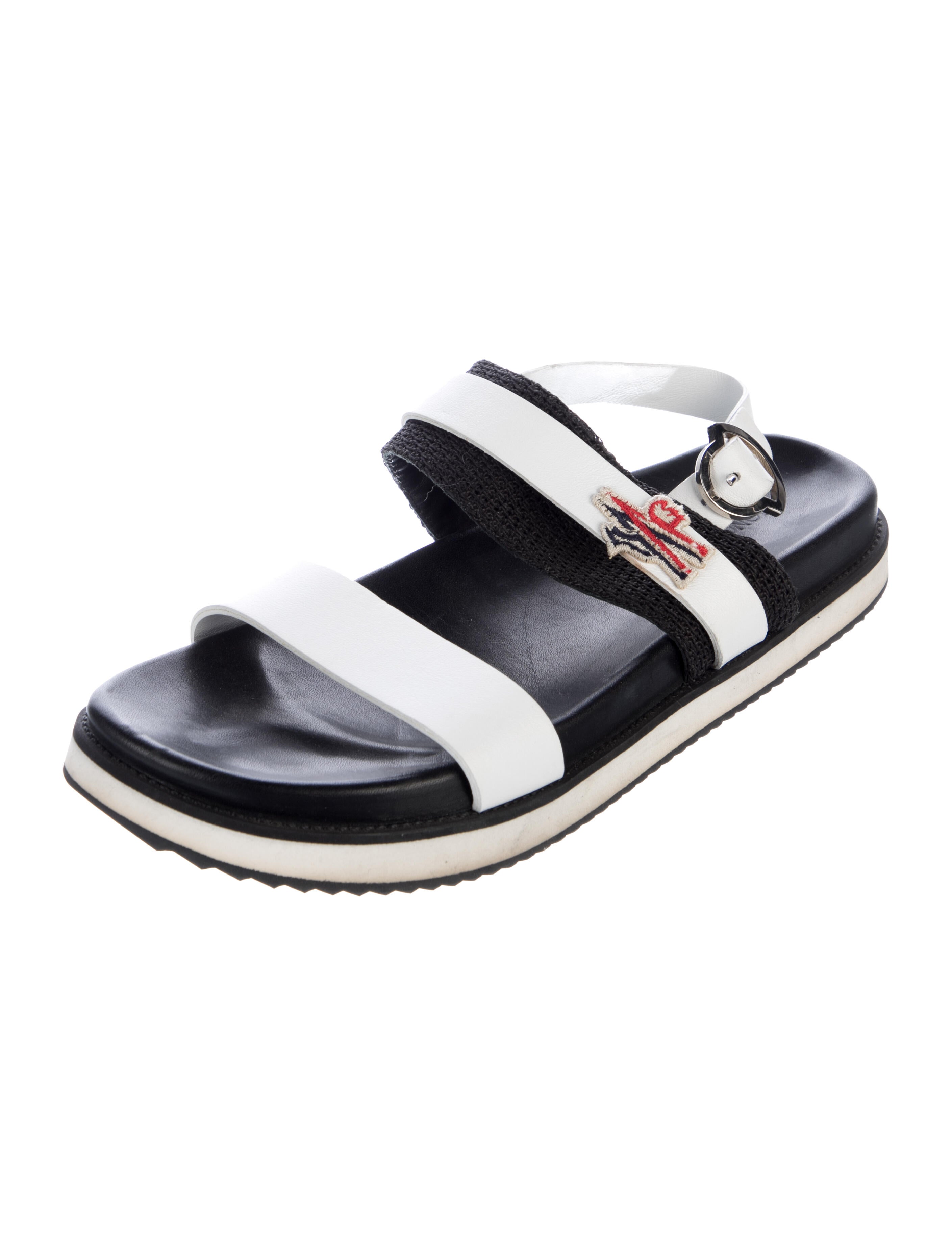 Moncler Leather Colorblock Pattern Slides