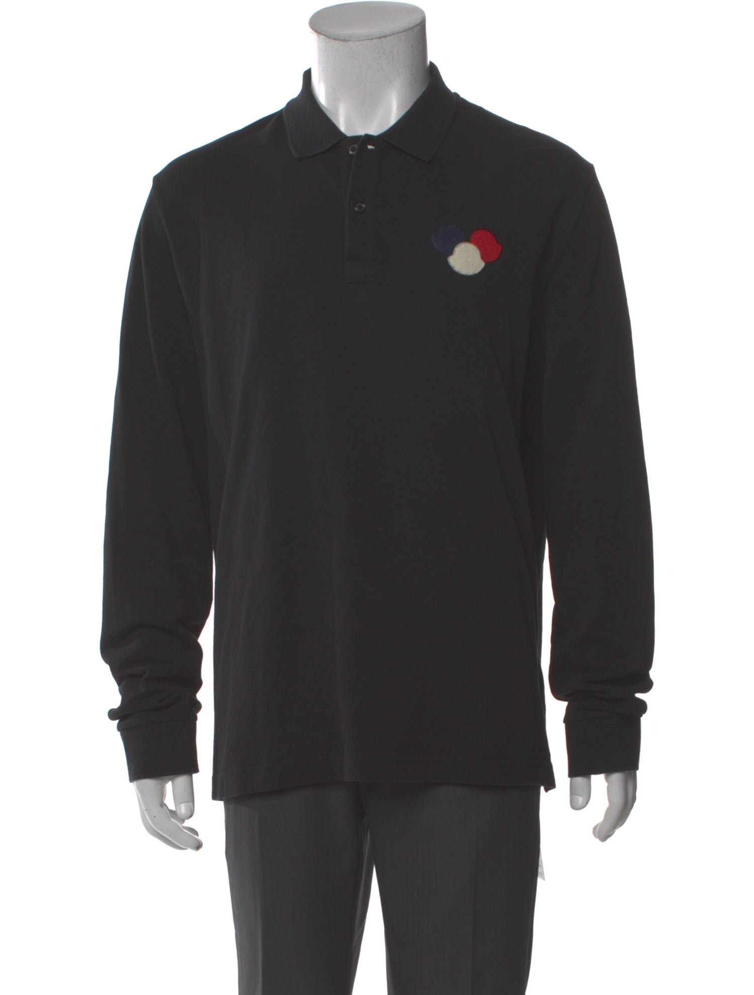 Moncler V-Neck Long Sleeve Polo Shirt