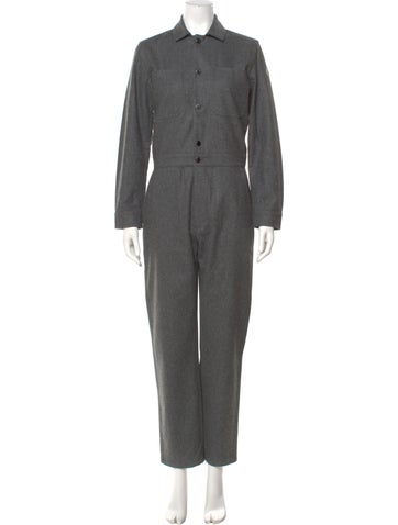 Pre-owned Moncler Wool Jumpsuit In Gray