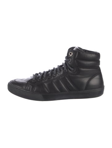 Pre-owned Moncler Leather Sneakers In Black