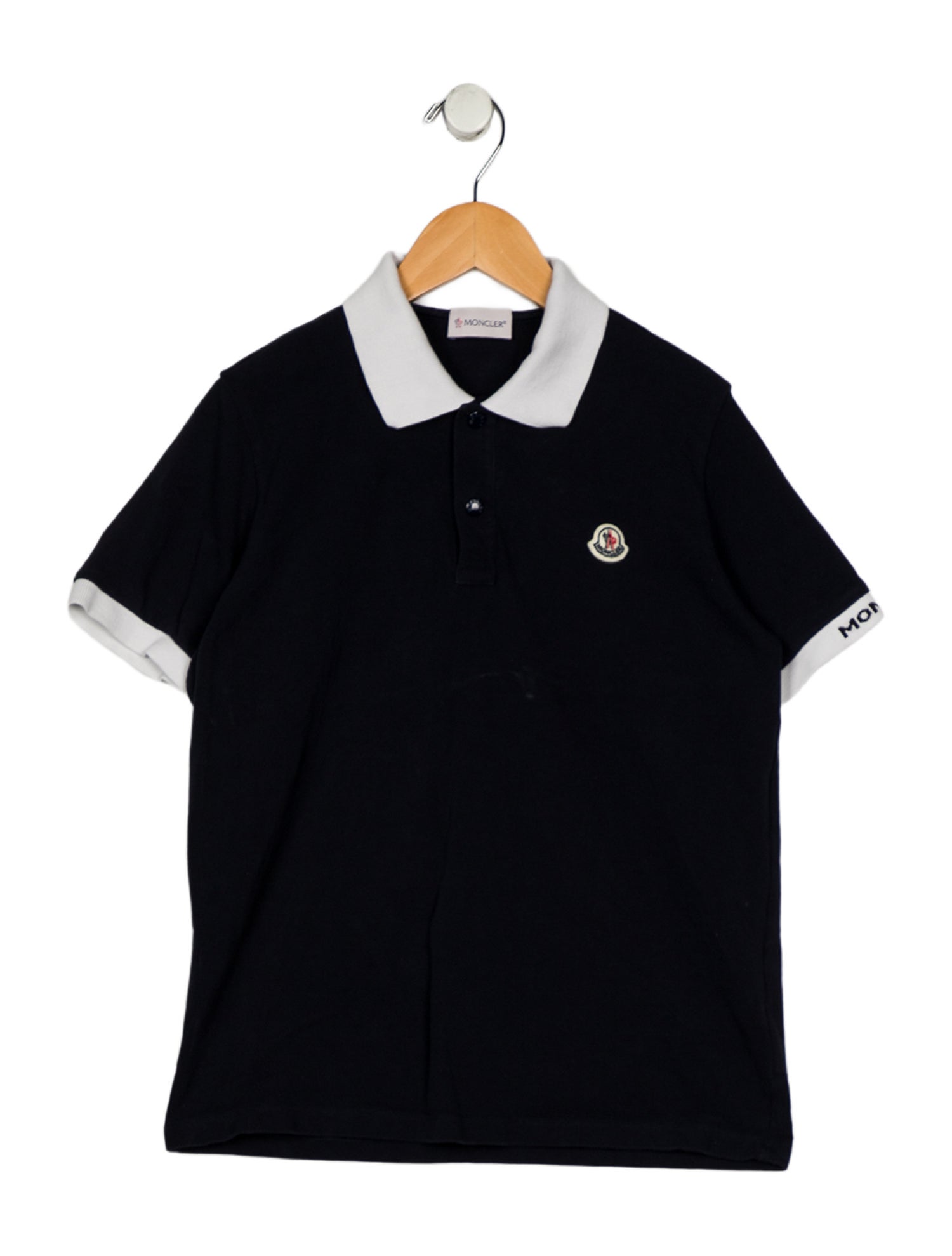 Moncler Cotton blue and white polo with button closure and collar