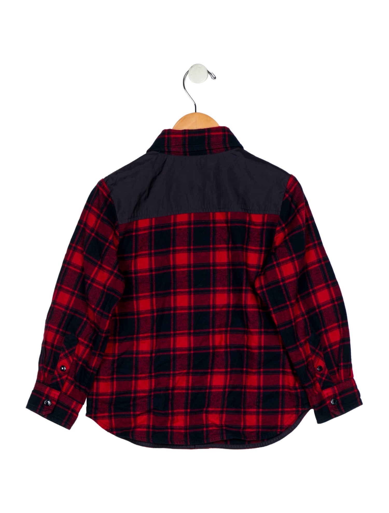 Moncler Cotton red and blue patterned long sleeve shirt with snap closure