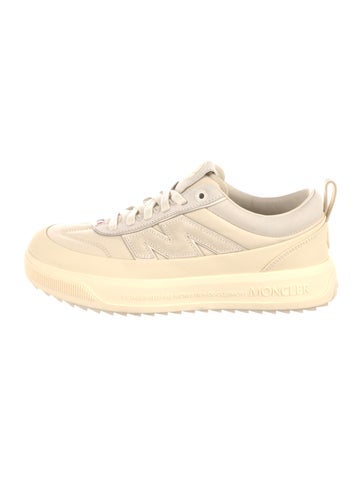 Pre-owned Moncler Signature Logo Leather Sneakers In Neutral