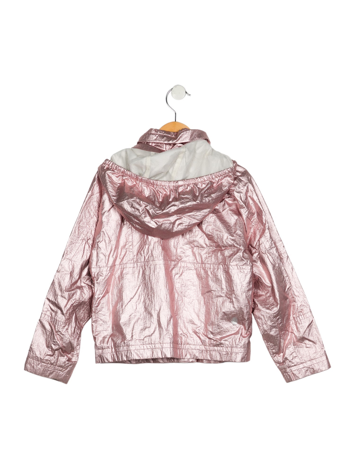 Moncler Pink metallic casual jacket with hood and zip closure