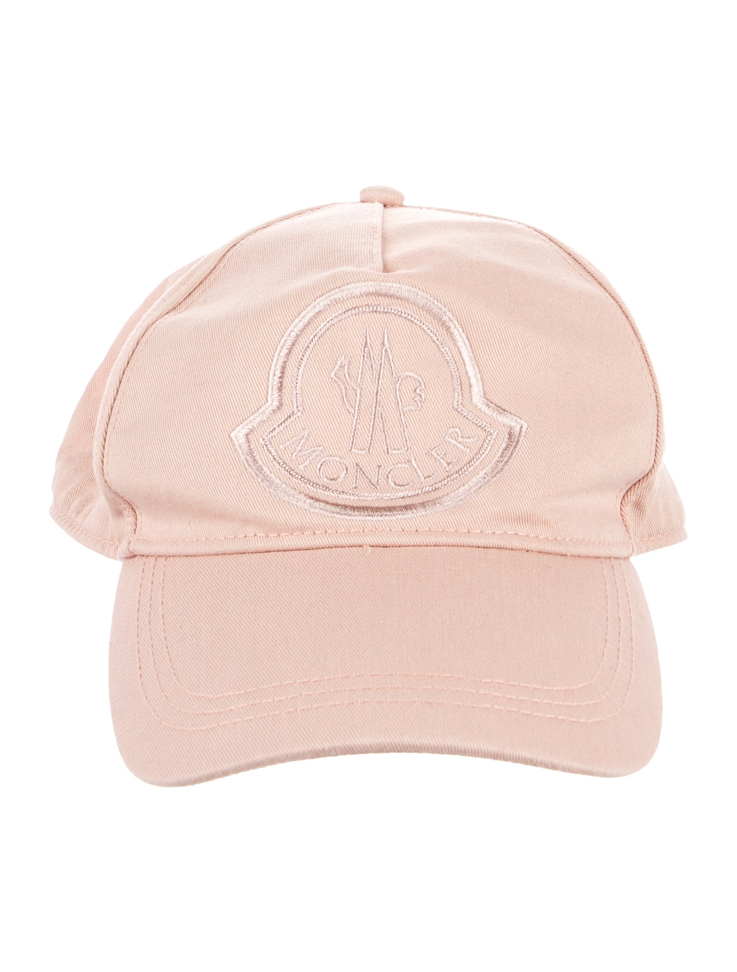 Moncler Cotton pink baseball cap with branding motif on front