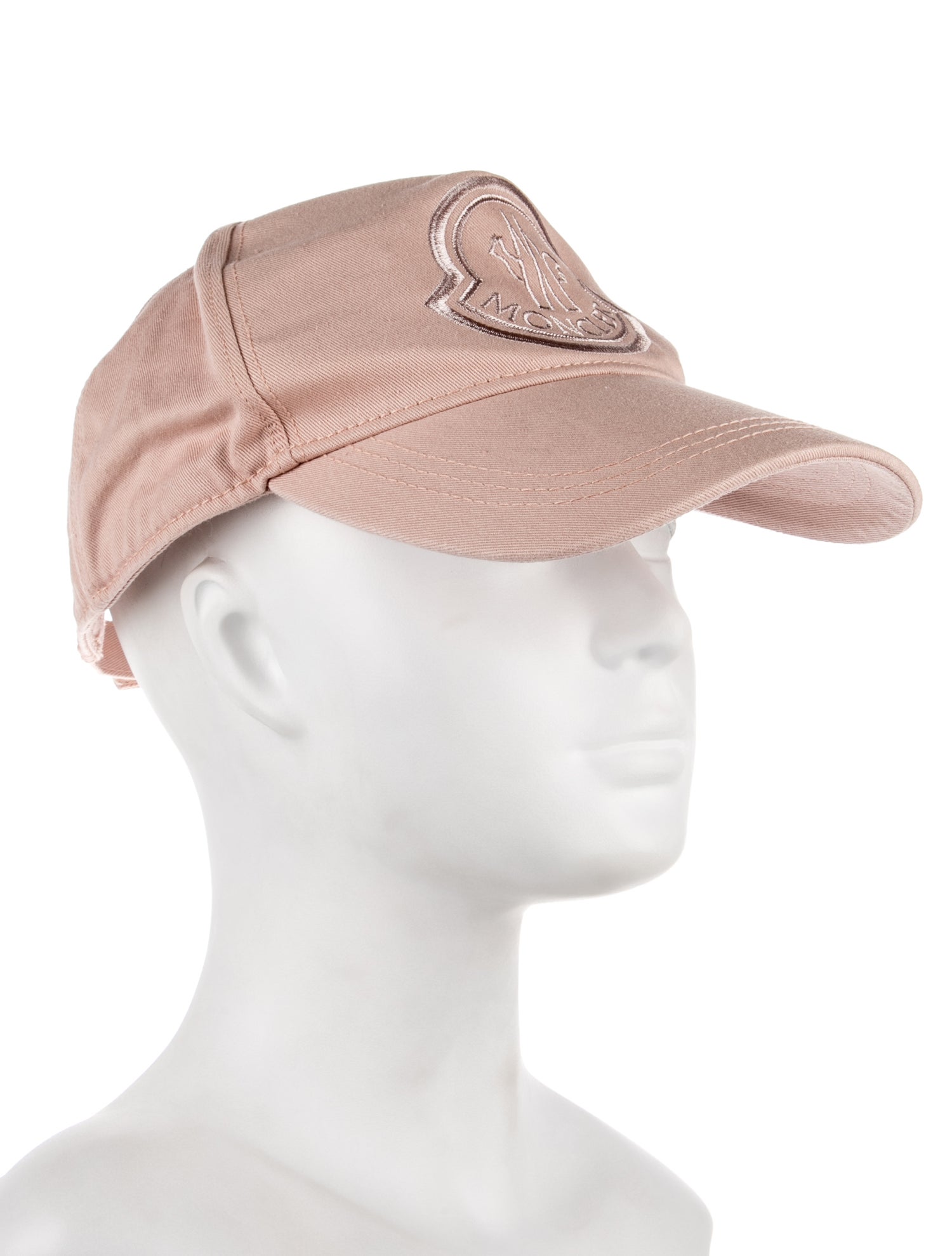 Moncler Cotton pink baseball cap with branding motif on front
