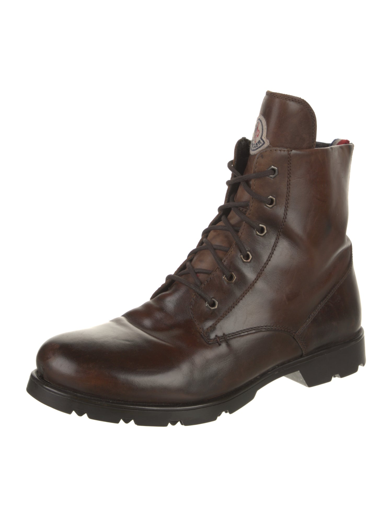 Moncler Leather Lace-Up Boots