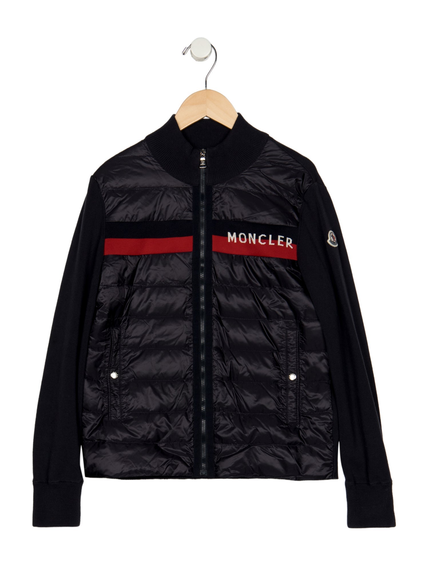 Moncler Blue and multicolor patterned casual zip jacket