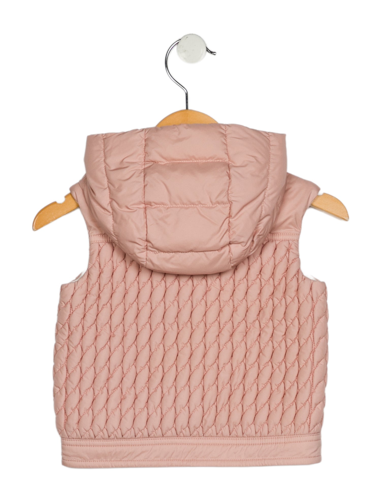 Moncler Pink casual puffer vest with hood and zip closure