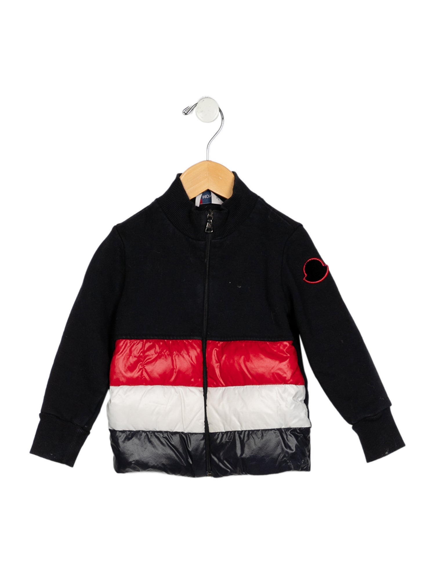 Moncler Cotton blue and multicolor patterned casual jacket with zip closure