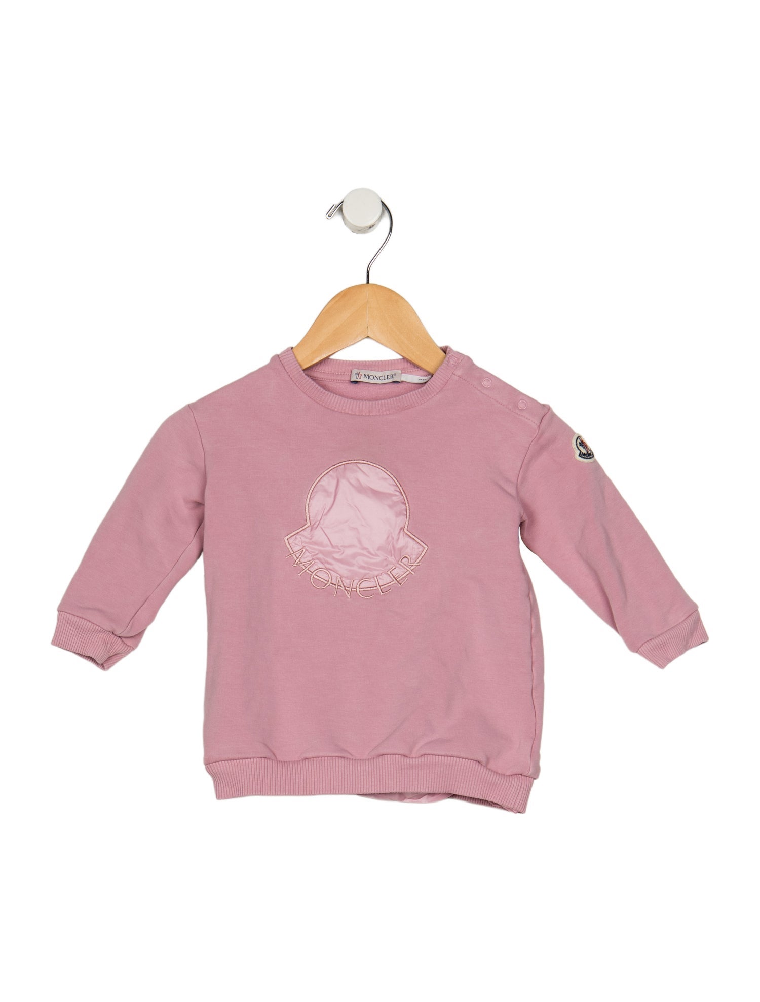 Moncler Cotton pink casual sweatshirt with side snap closure