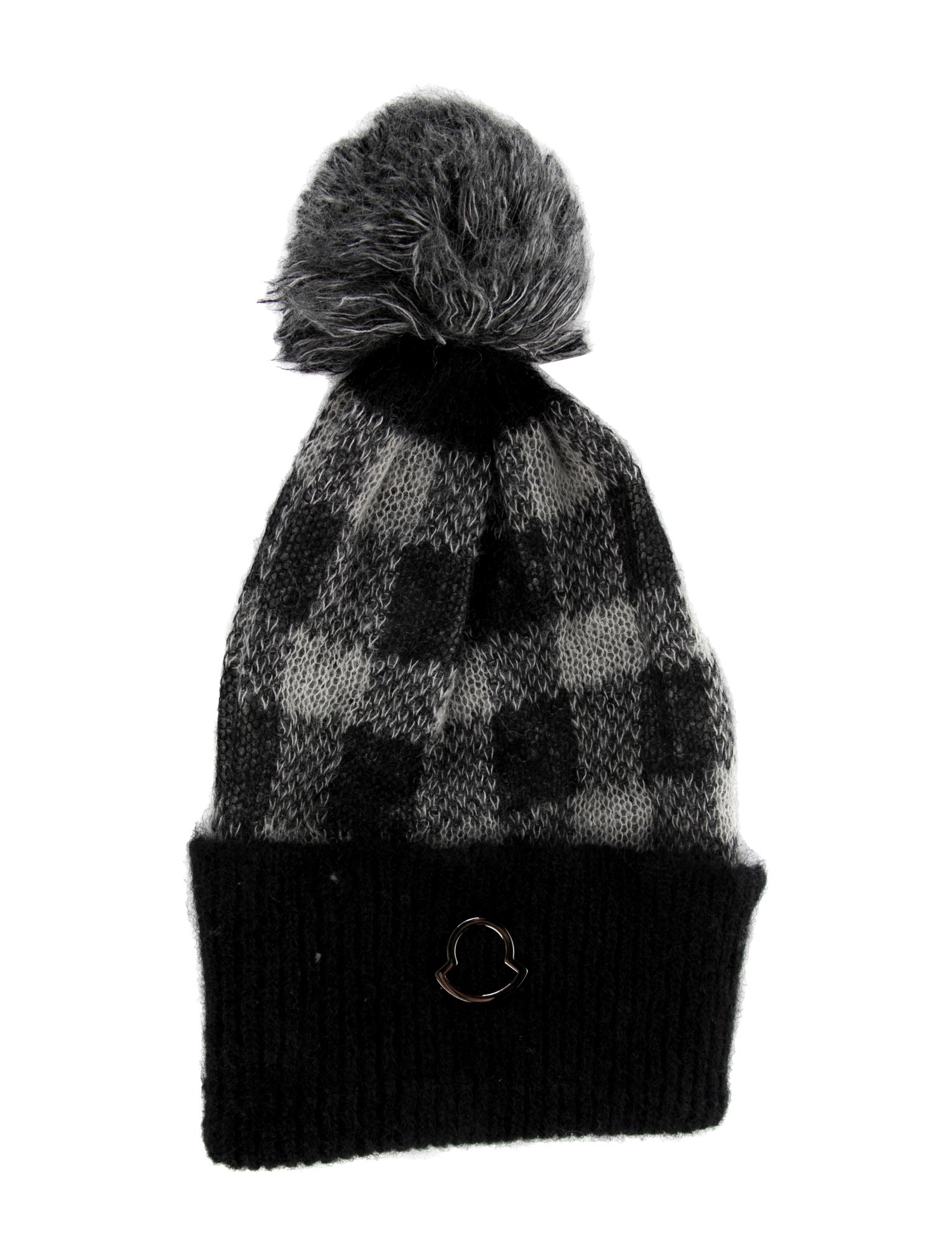 Moncler Women's Black Gey Moncler Knit Beanie