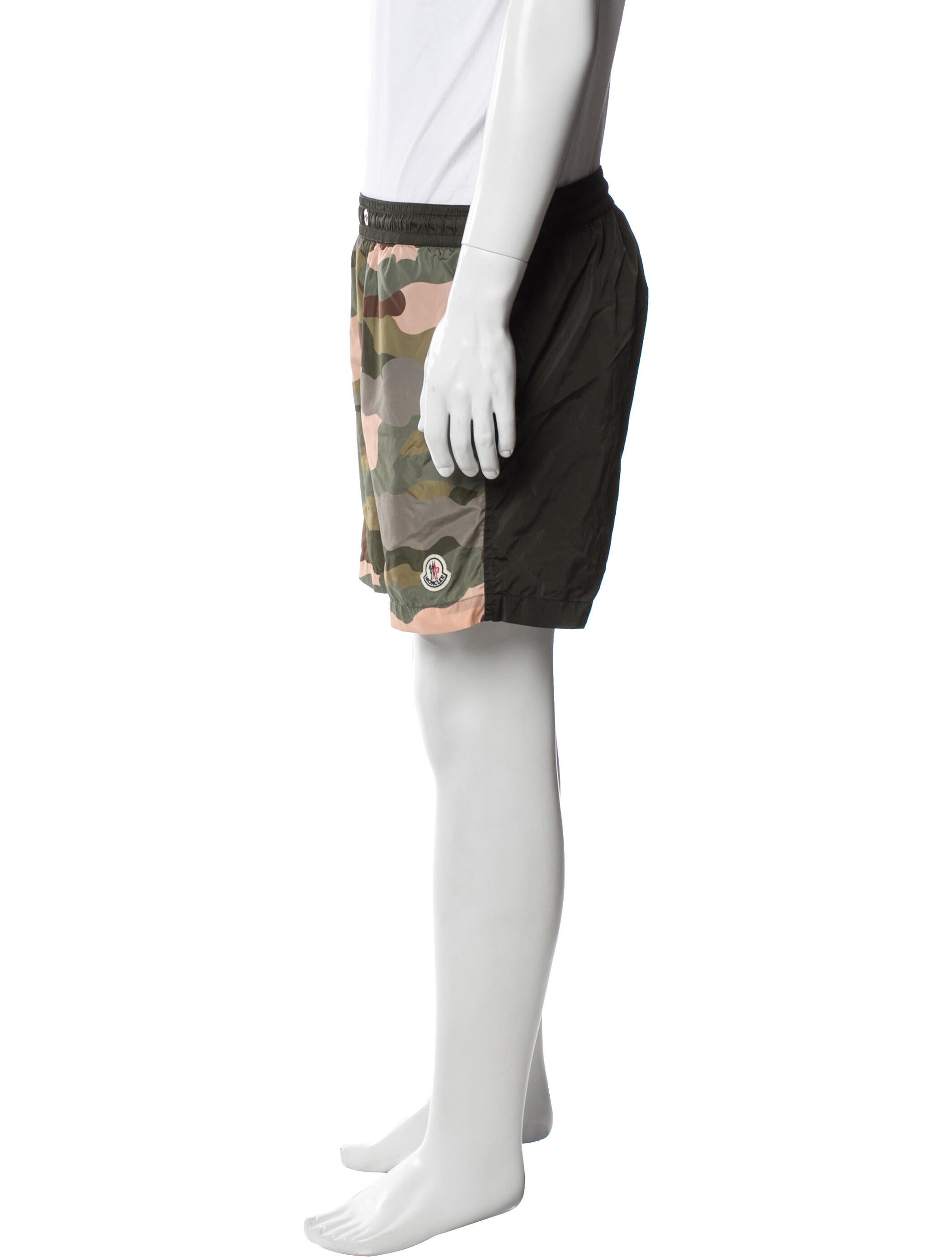 Moncler Camouflage Print Embroidered Accent Swim Trunks