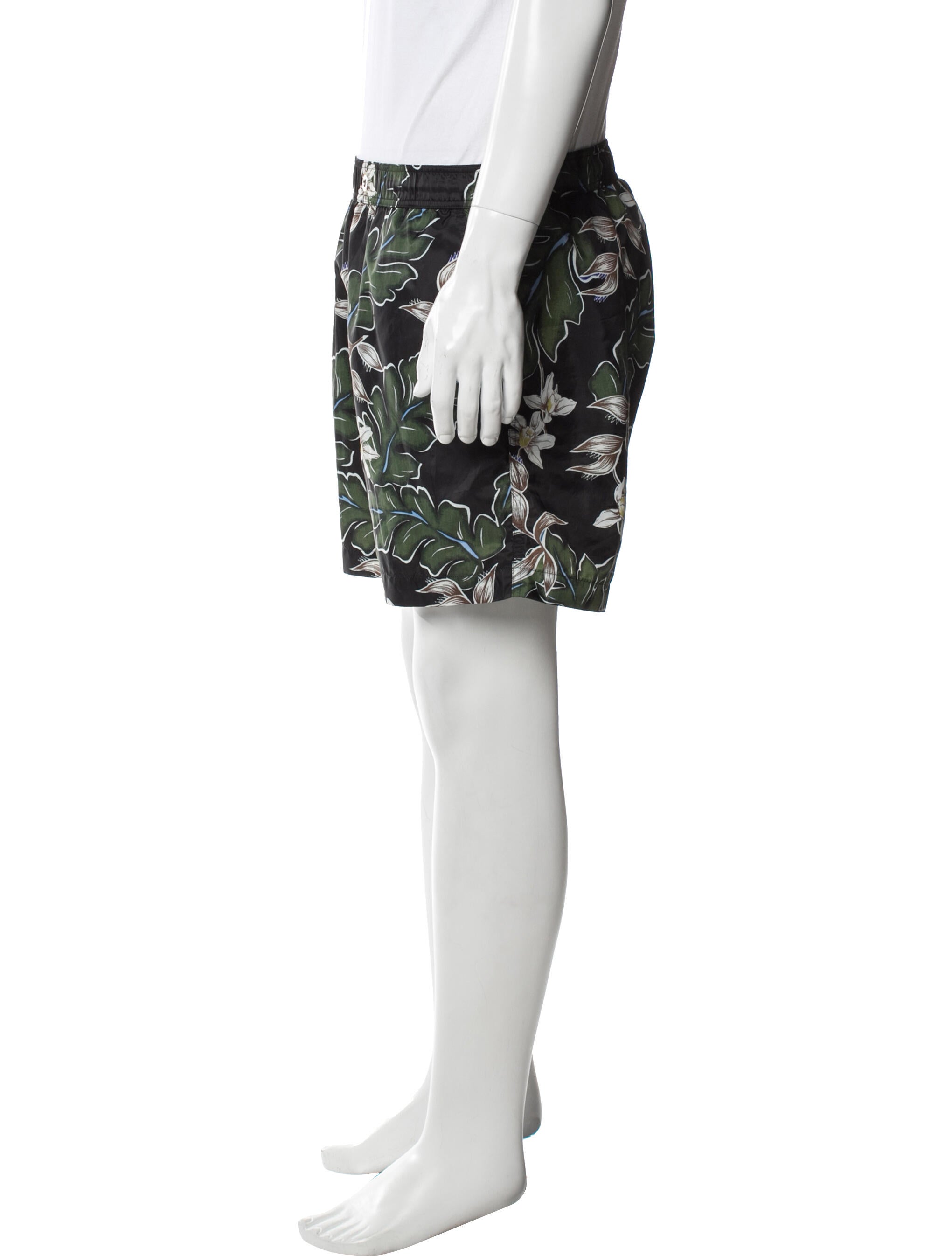 Moncler Printed Embroidered Accent Swim Trunks