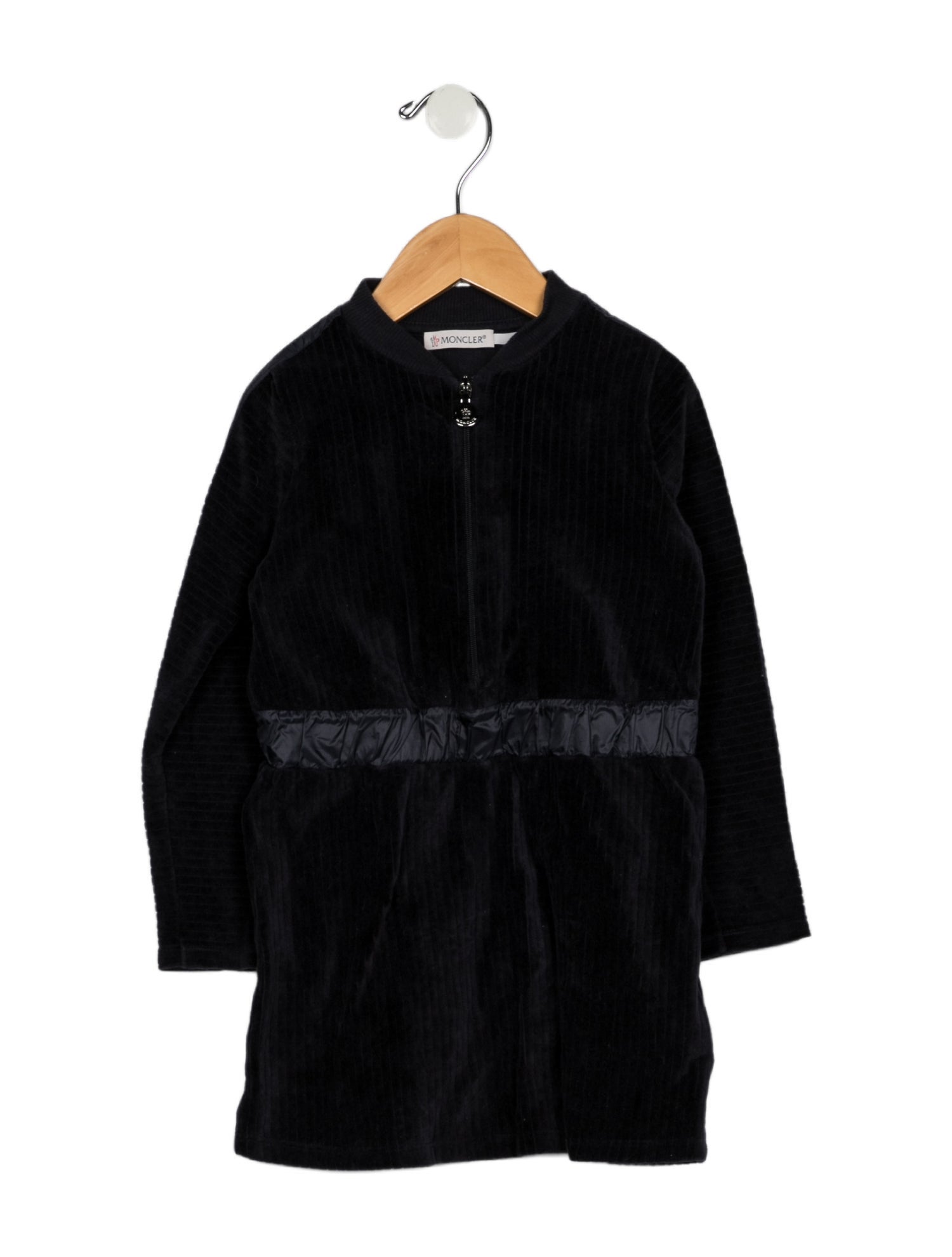 Moncler Cotton blue long sleeve dress with zip closure