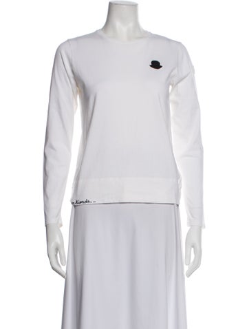 Pre-owned Moncler Crew Neck Long Sleeve T-shirt In White