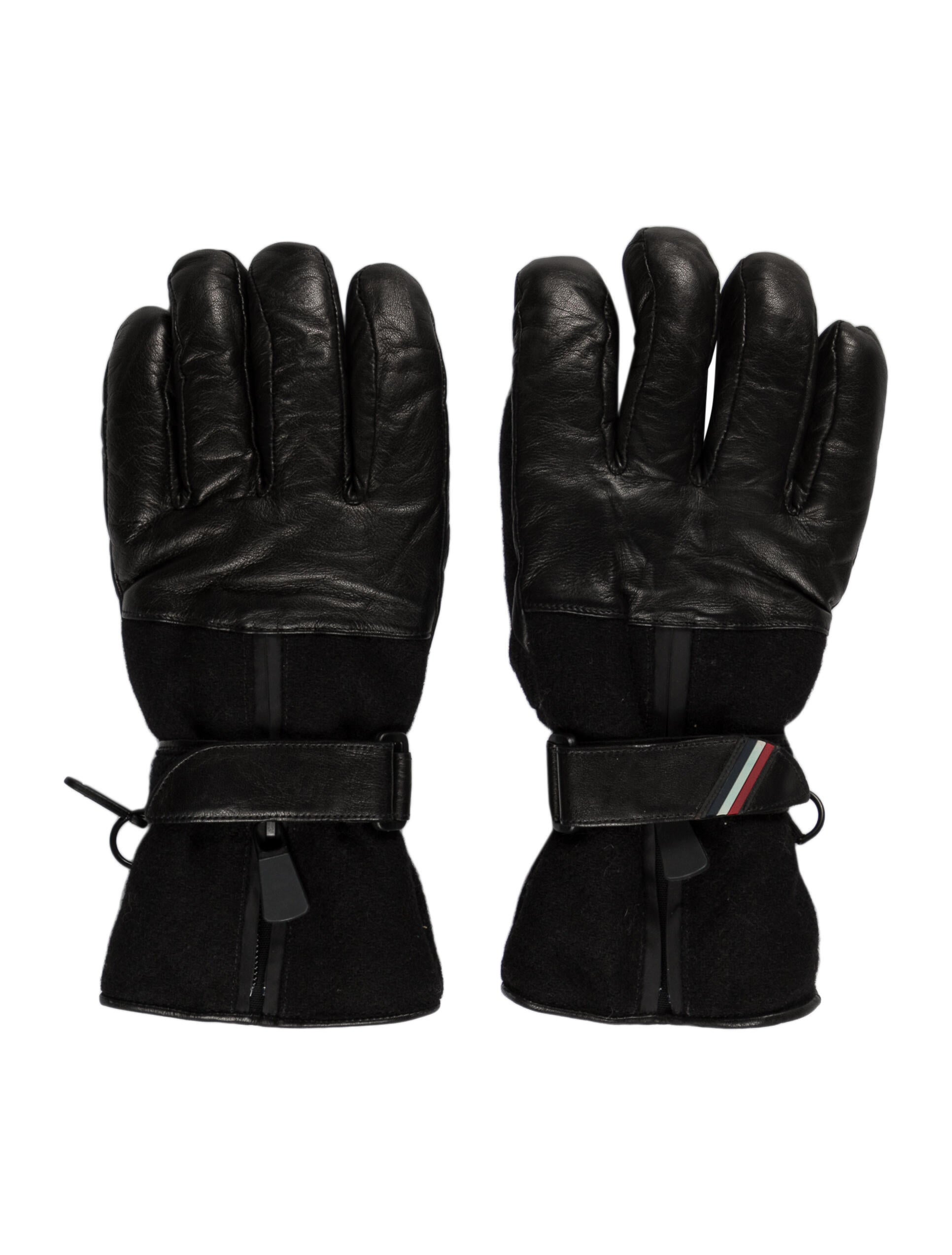 Moncler LeatherTrimmed Wool Gloves Accessories MOC48870 The RealReal