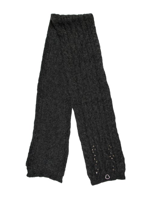 Moncler Embellished Knit Mohair Scarf Grey