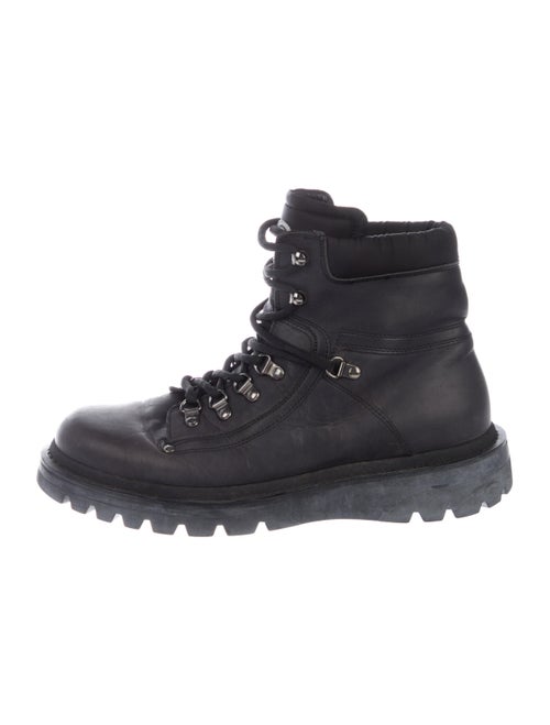 Moncler Leather Ankle Boots black