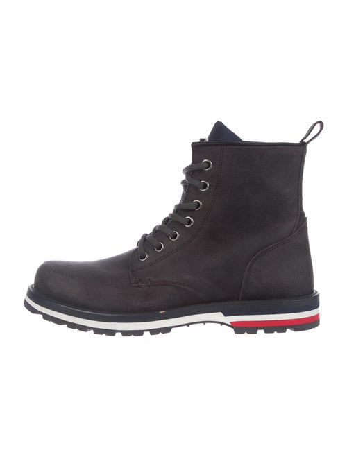 Moncler Leather Lace-Up Boots Grey
