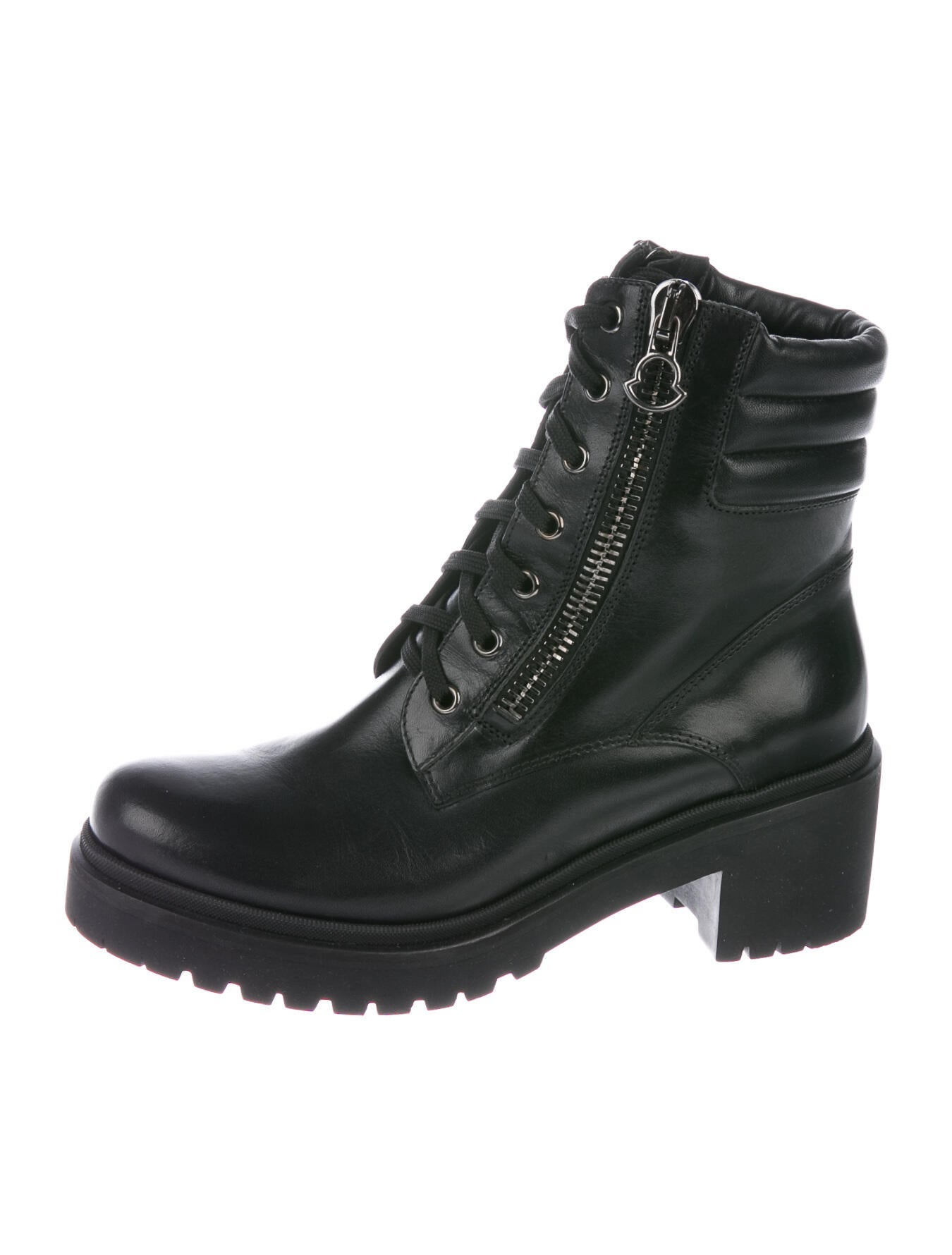 Moncler Viviane Leather Combat Boots w 